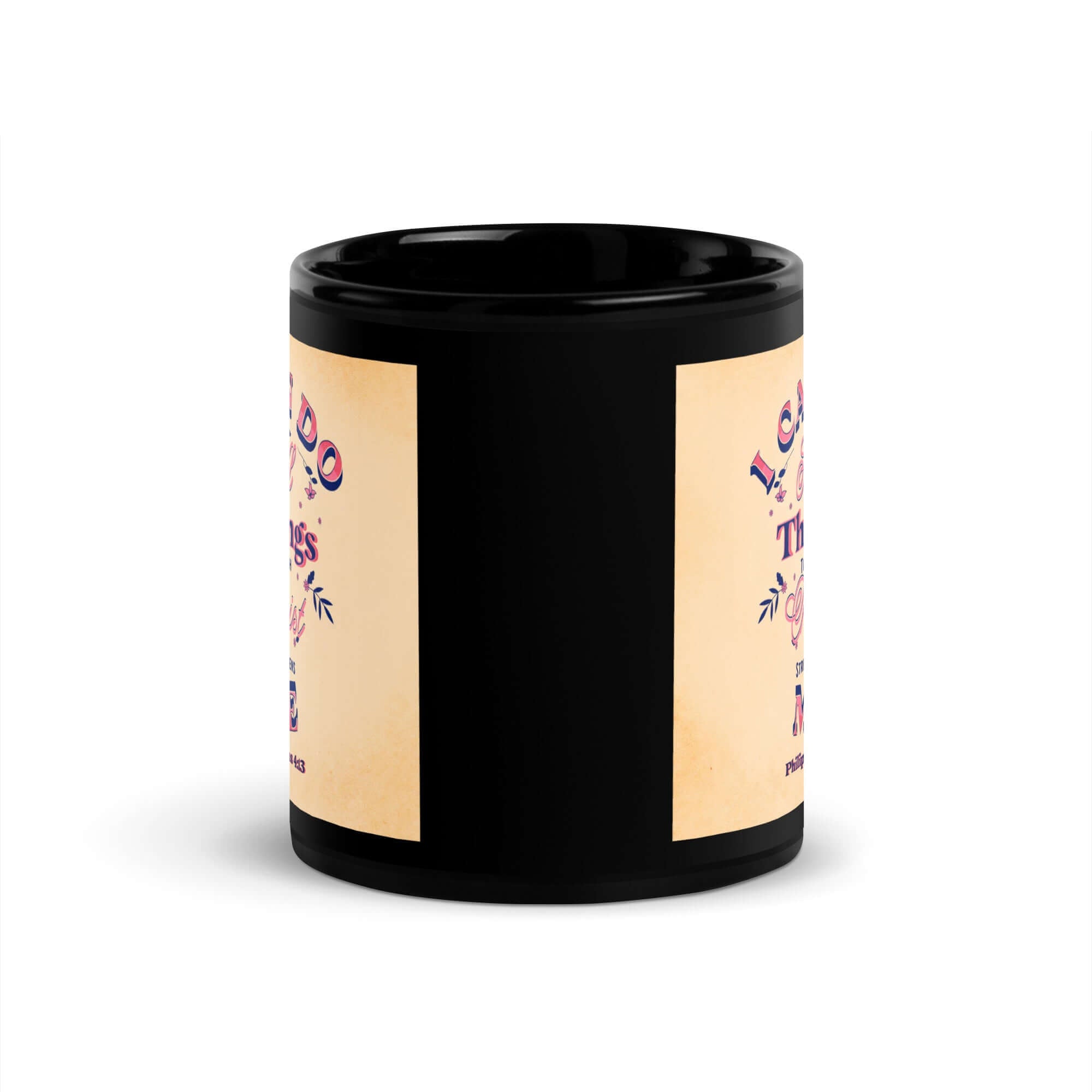 Philippians 4:13 Bible Verse, Christ Strengthens Me Black Glossy Mug