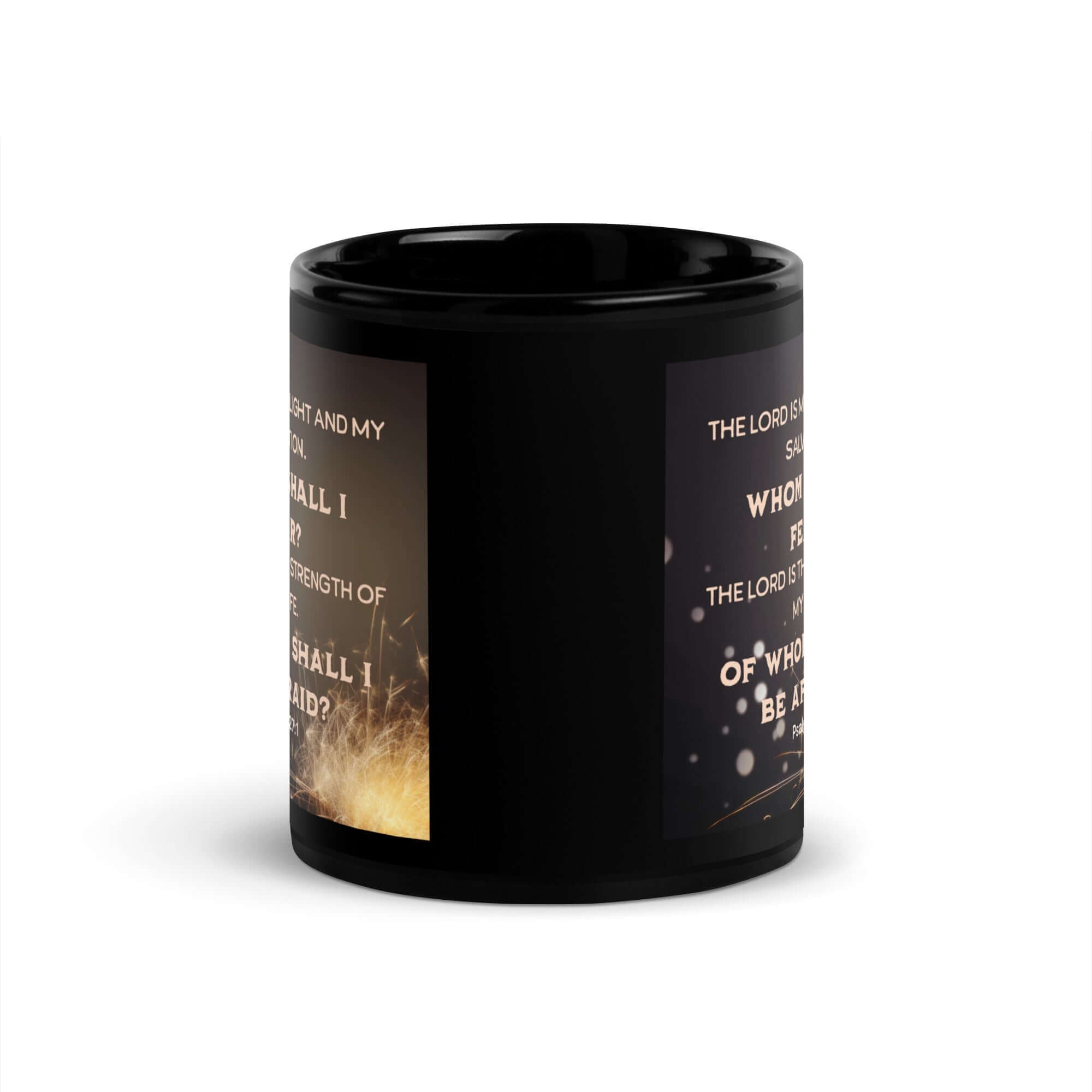 Psalm 27:1 Bible Verse, The LORD is My Light Black Glossy Mug