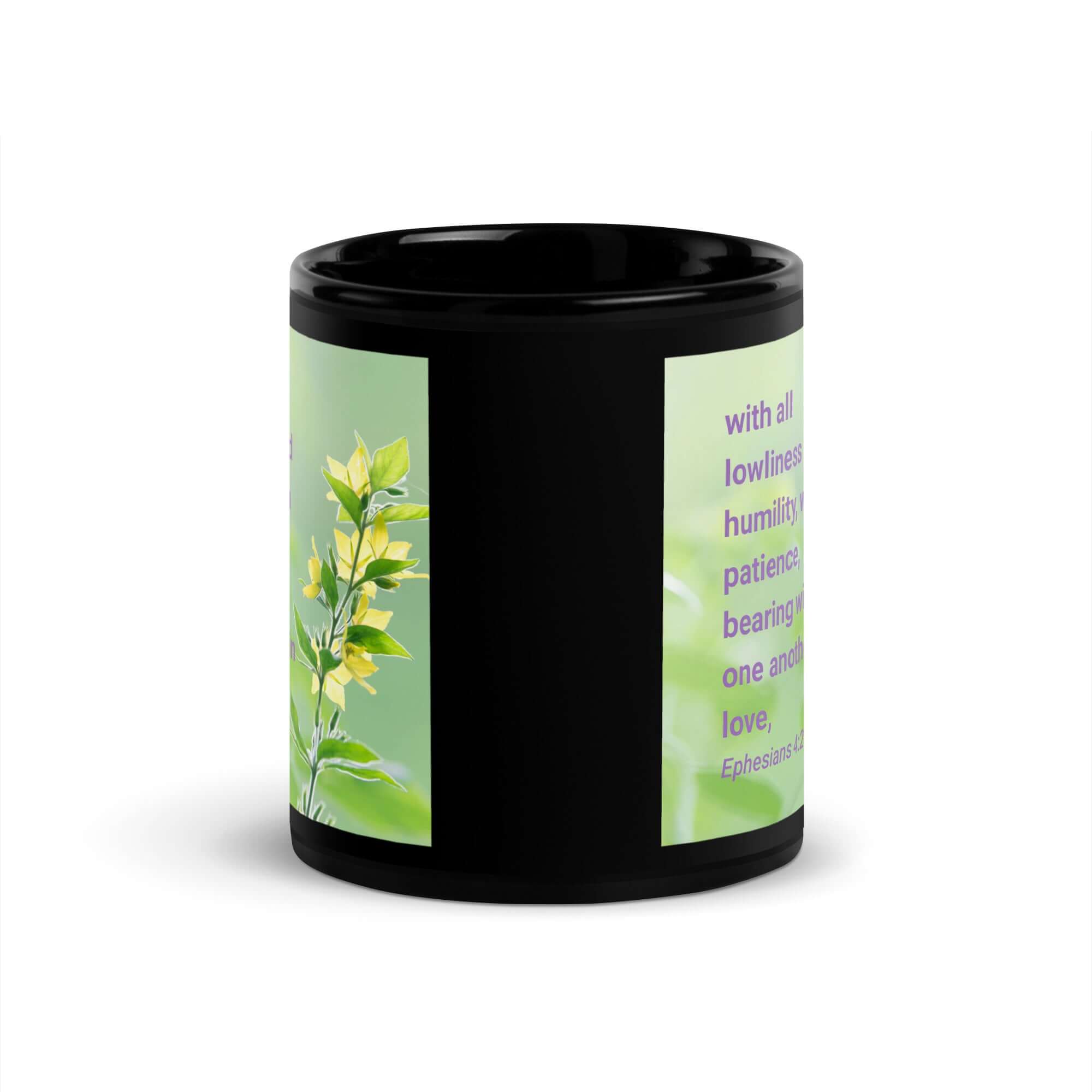 Ephesians 4:2 Bible Verse, one another in love Black Glossy Mug