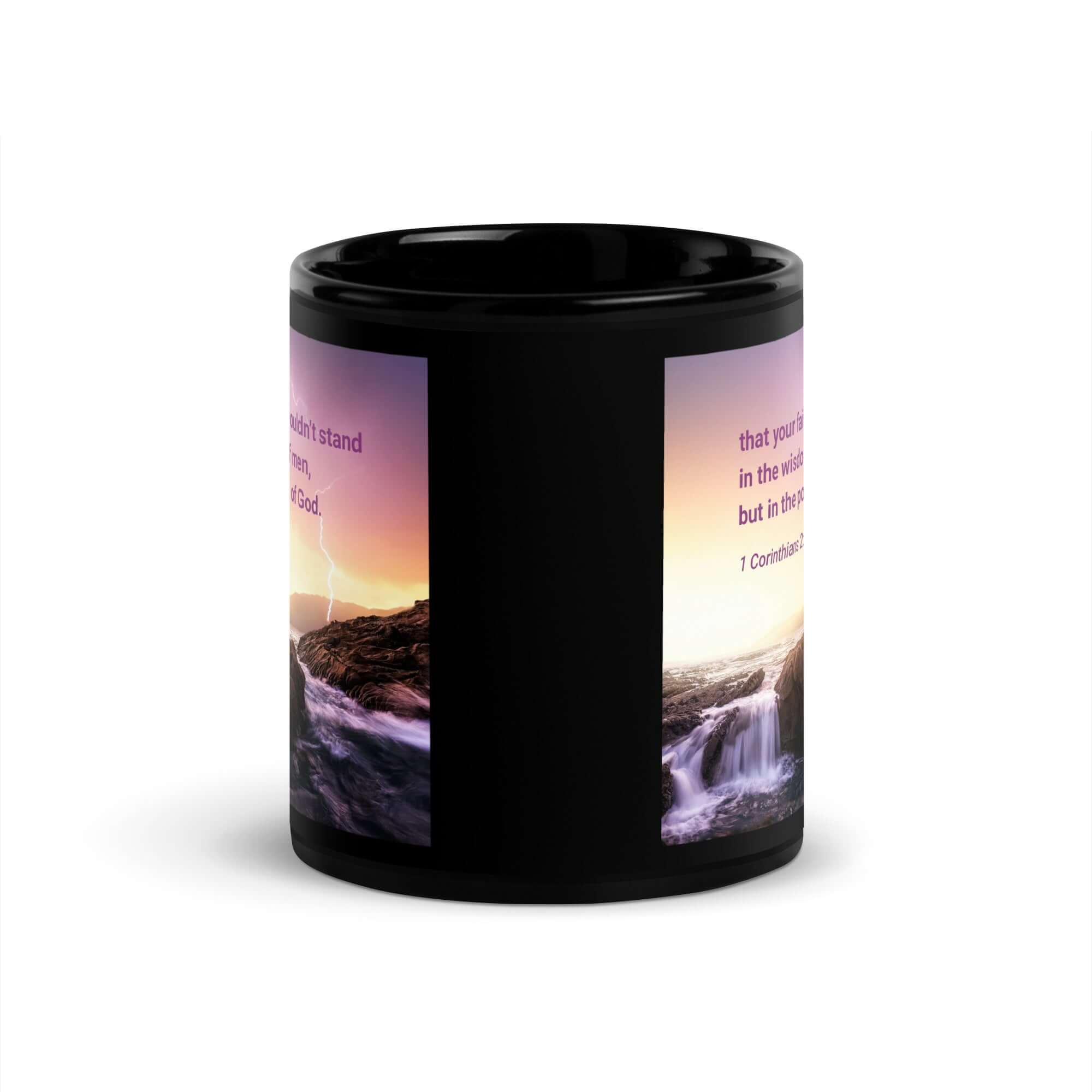 1 Corinthians 2:5 Bible Verse, power of God Black Glossy Mug