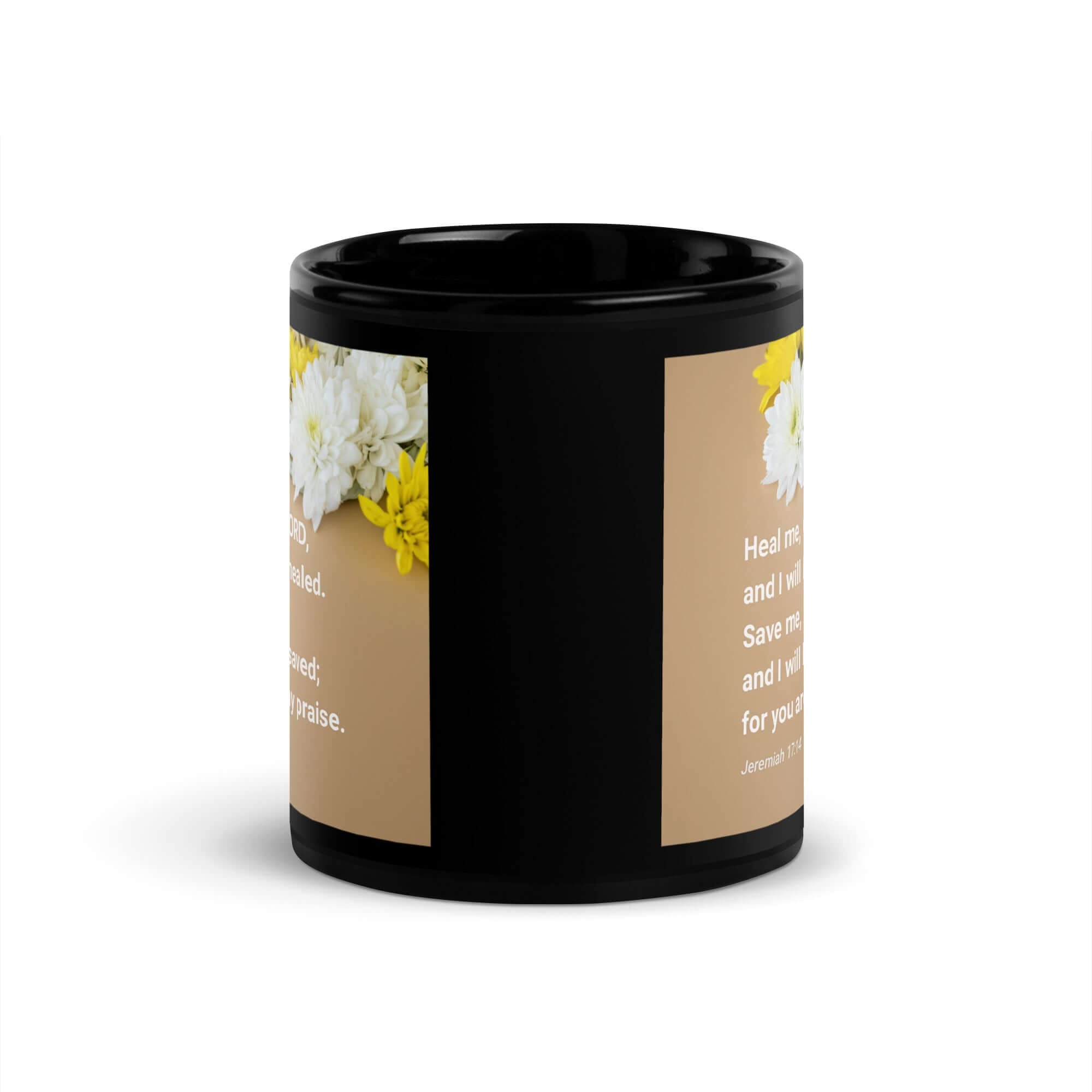 Jeremiah 17:14 Bible Verse, Heal me, O LORD Black Glossy Mug