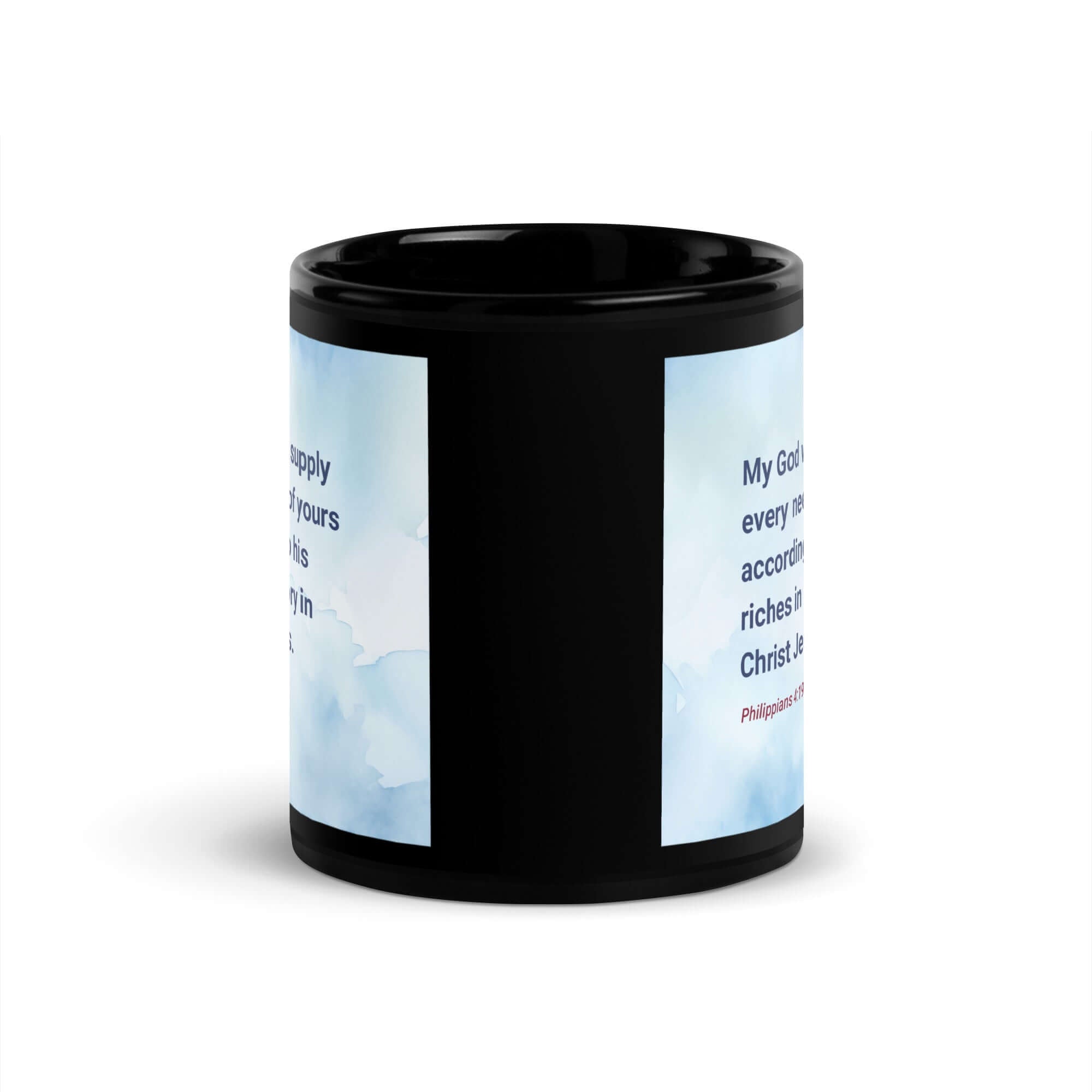 Philippians 4:19 Bible Verse, God will supply Black Glossy Mug