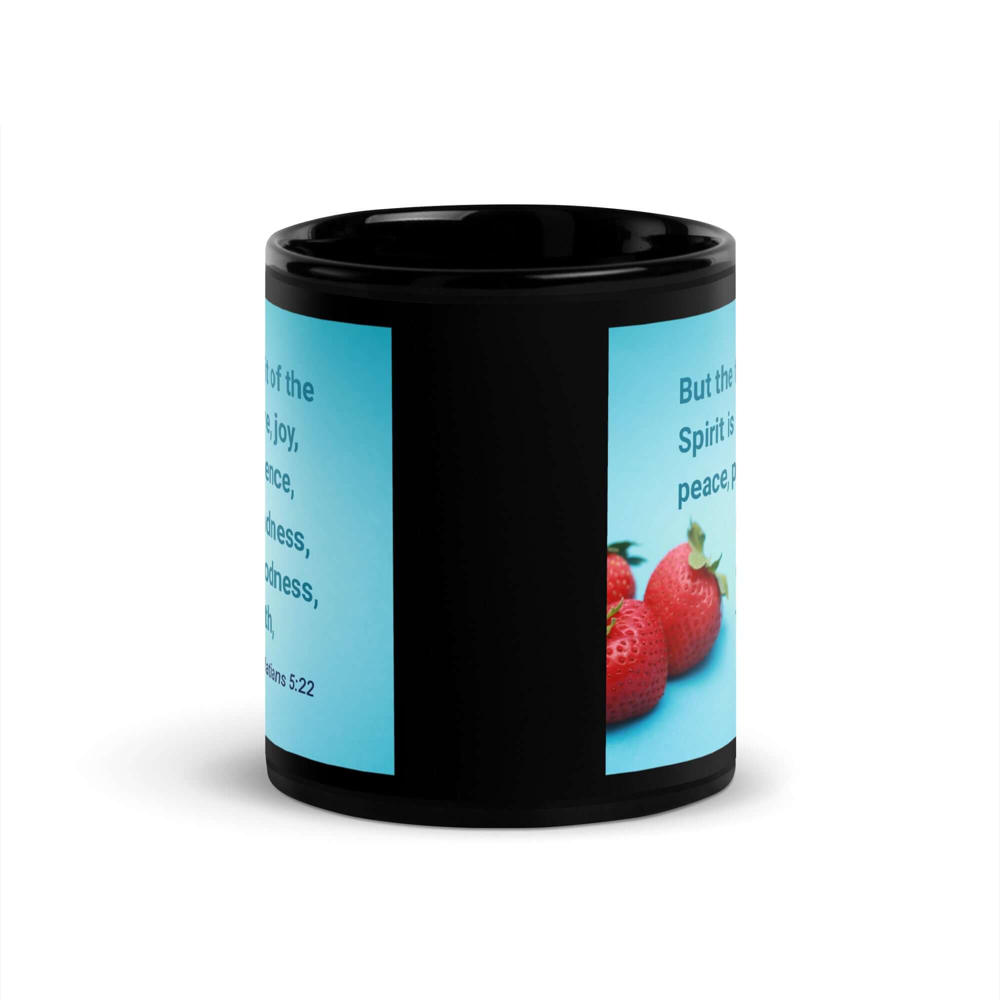 Galatians 5:22 Bible Verse, fruit of the Spirit Black Glossy Mug