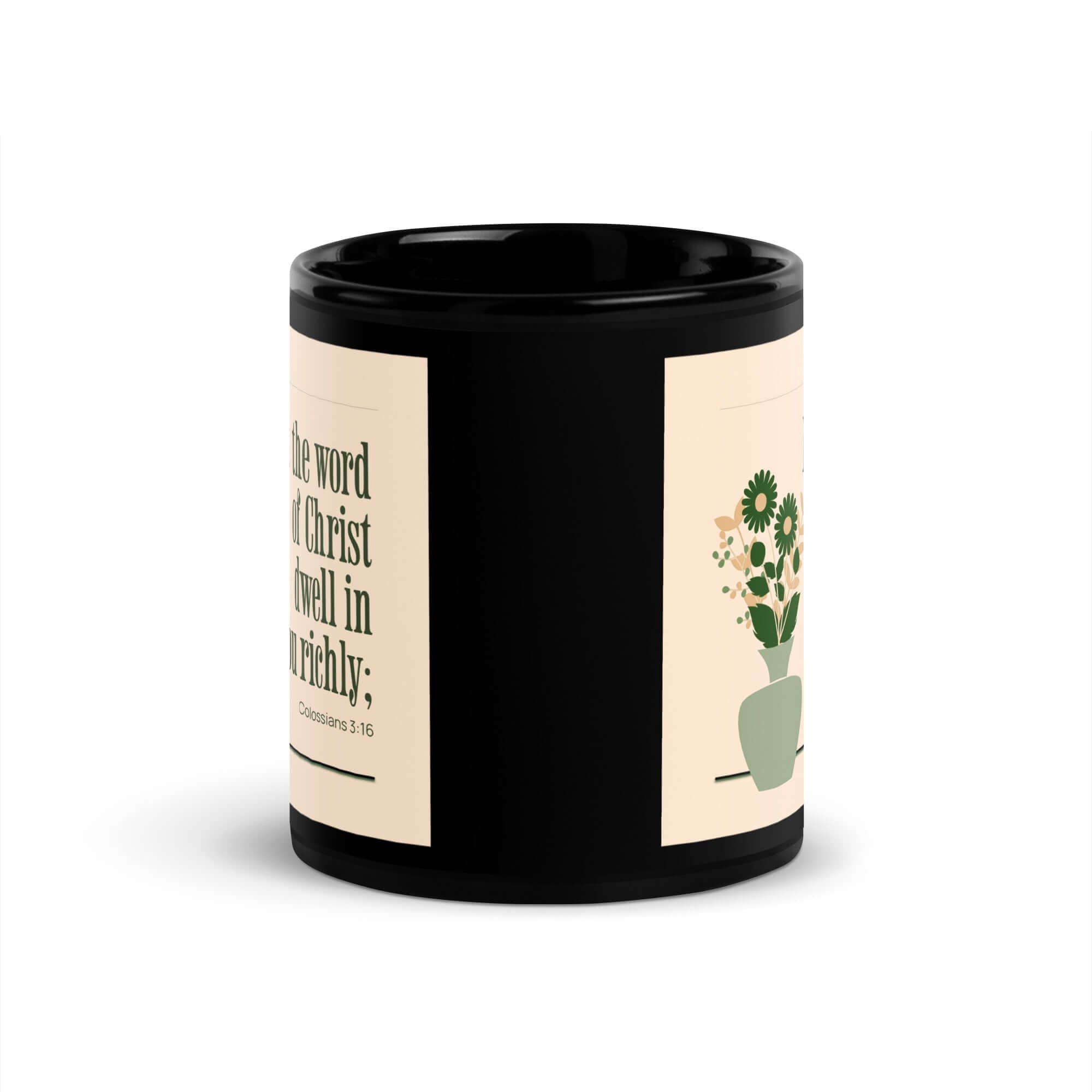 Colossians 3:16 Bible Verse, word of Christ Black Glossy Mug
