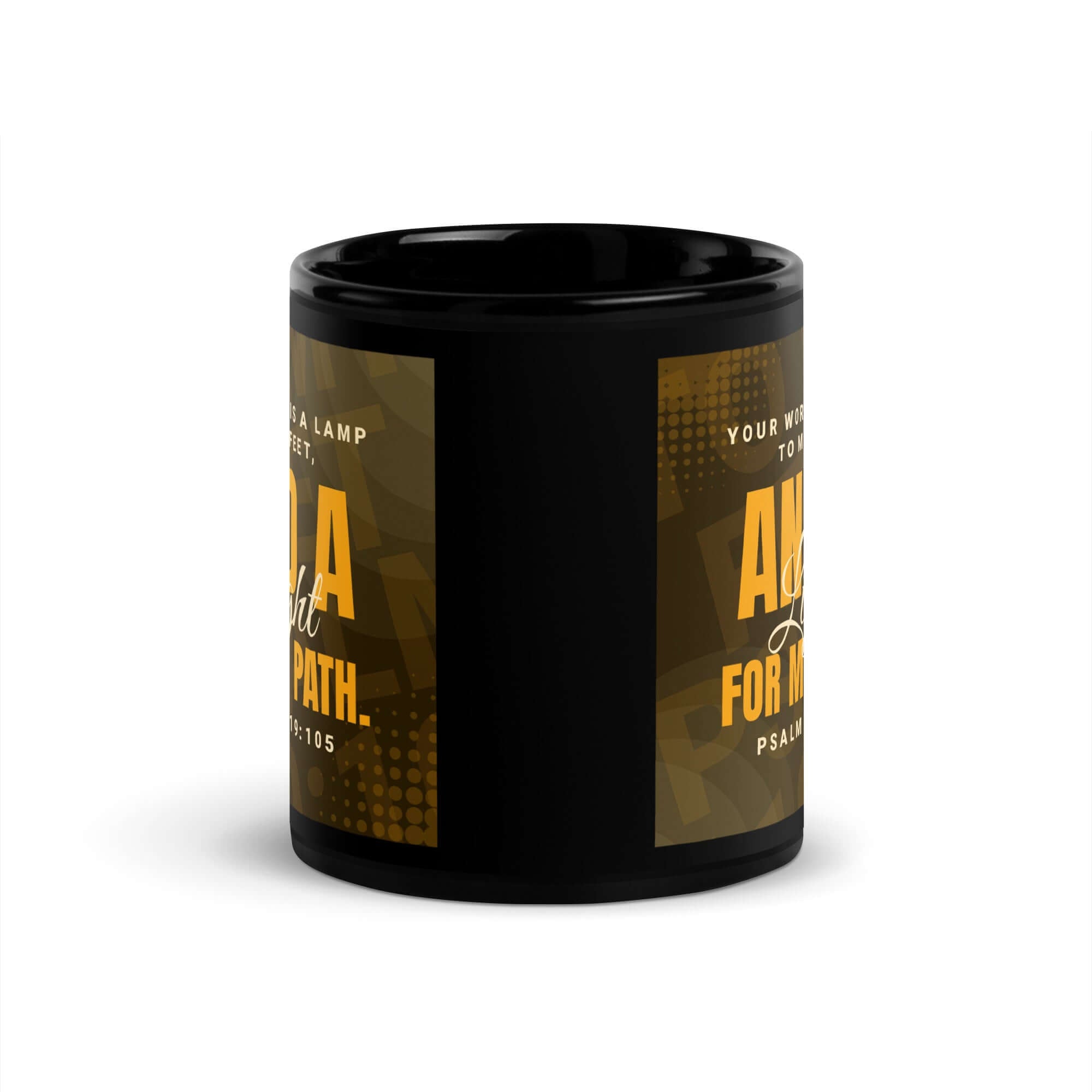 Psalm 119:105 Bible Verse, lamp to my feet Black Glossy Mug