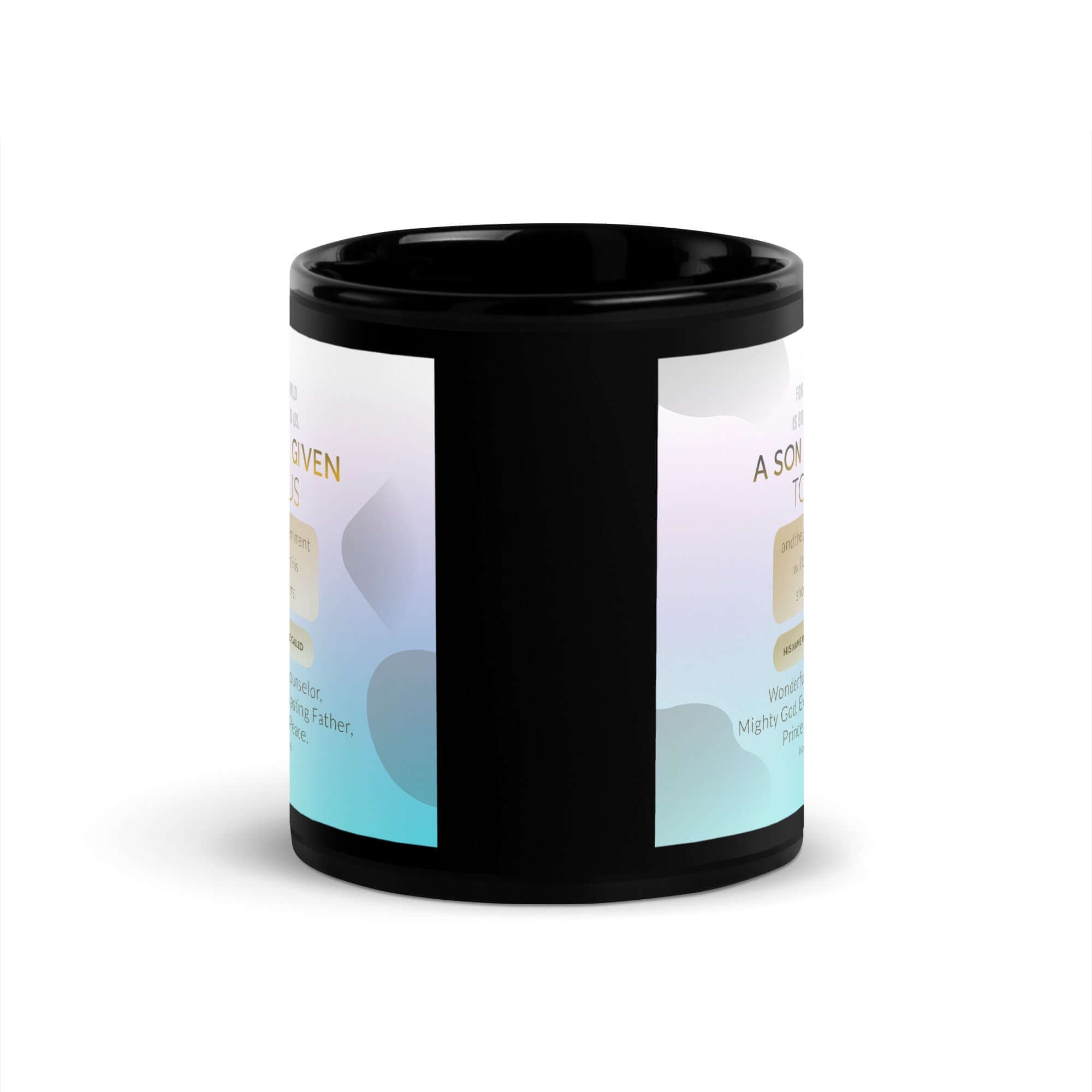 Isaiah 9:6 Bible Verse, Wonderful Counselor Black Glossy Mug