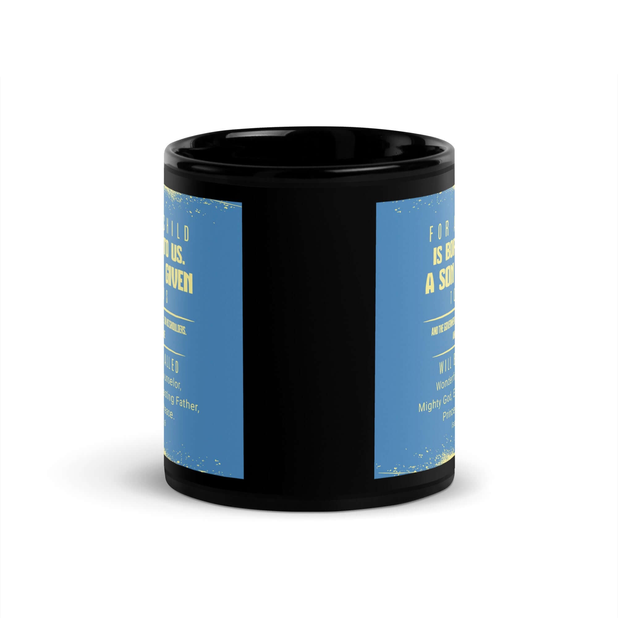 Isaiah 9:6 Bible Verse, Mighty God Black Glossy Mug