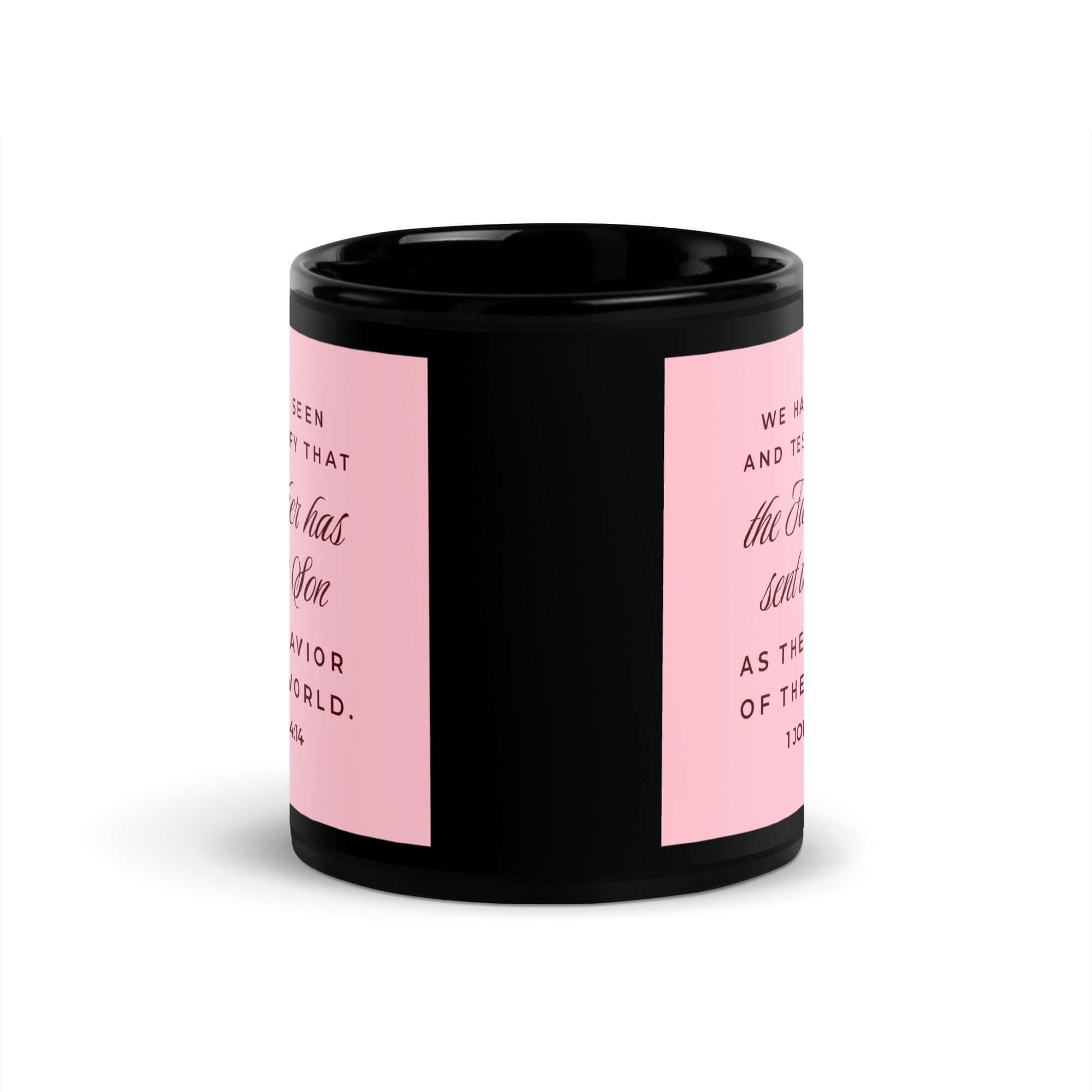 1 John 4:14 Bible Verse, We have seen Black Glossy Mug