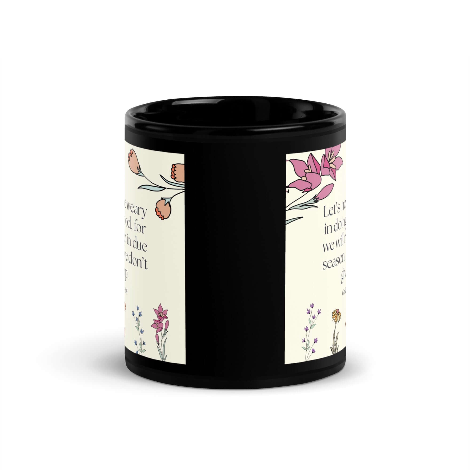 Galatians 6:9 Bible Verse, in doing good Black Glossy Mug