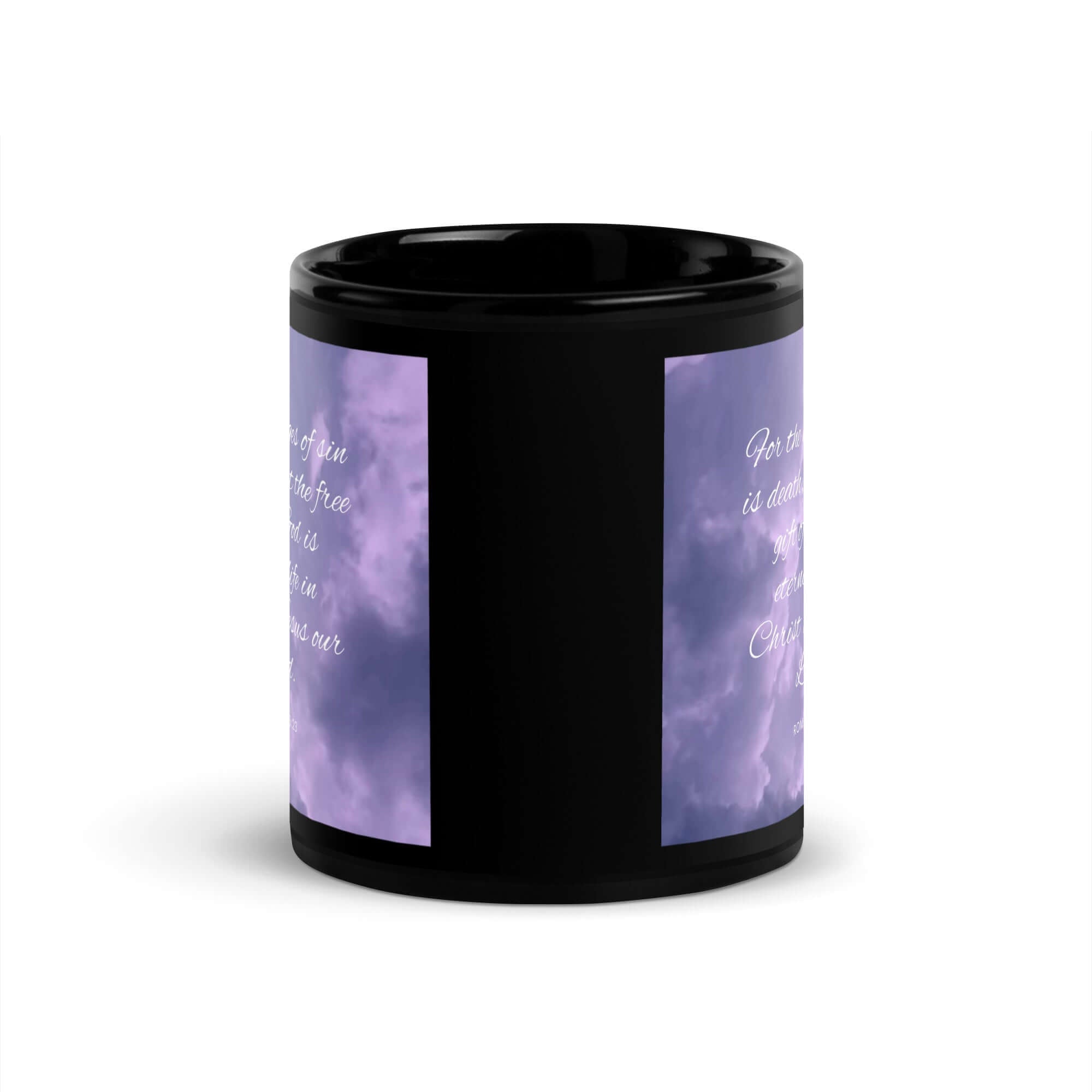 Romans 6:23 Bible Verse, free gift Black Glossy Mug