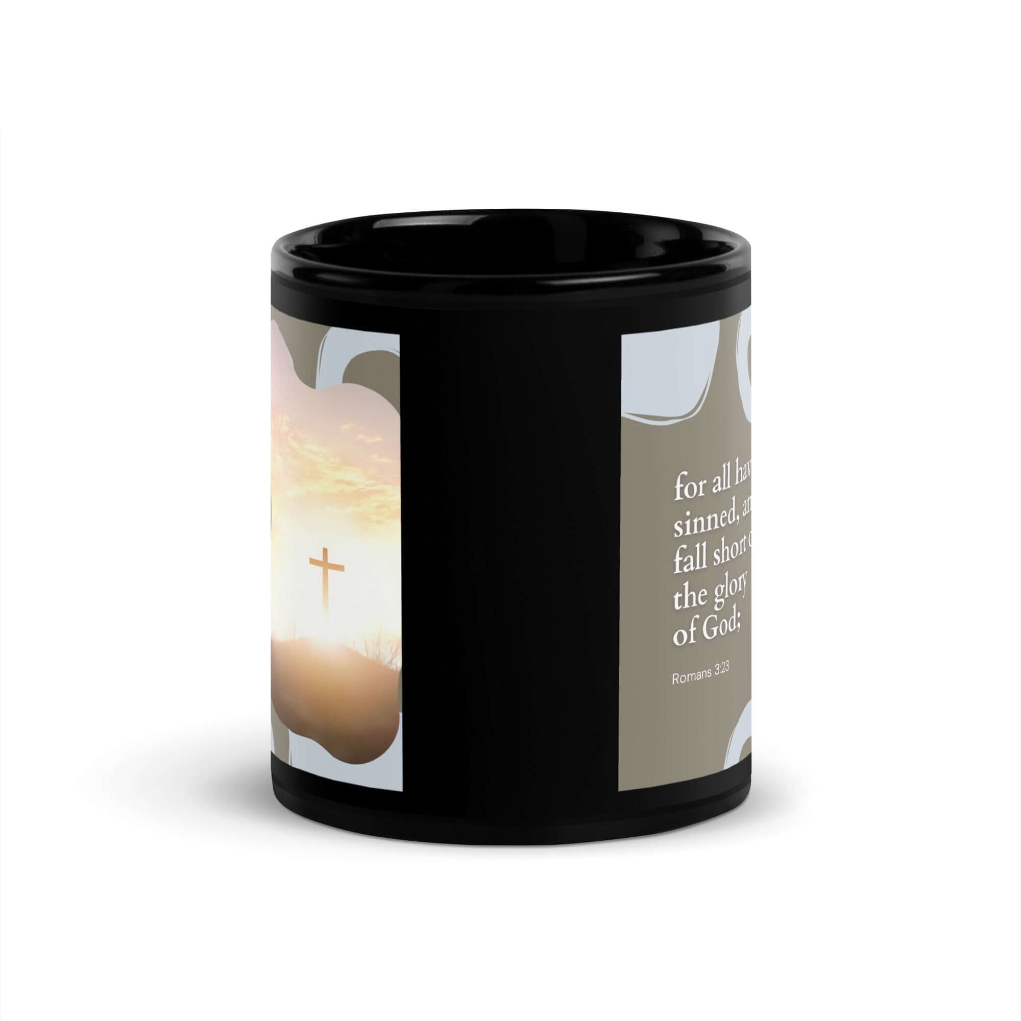 Romans 3:23 Bible Verse, the glory Black Glossy Mug