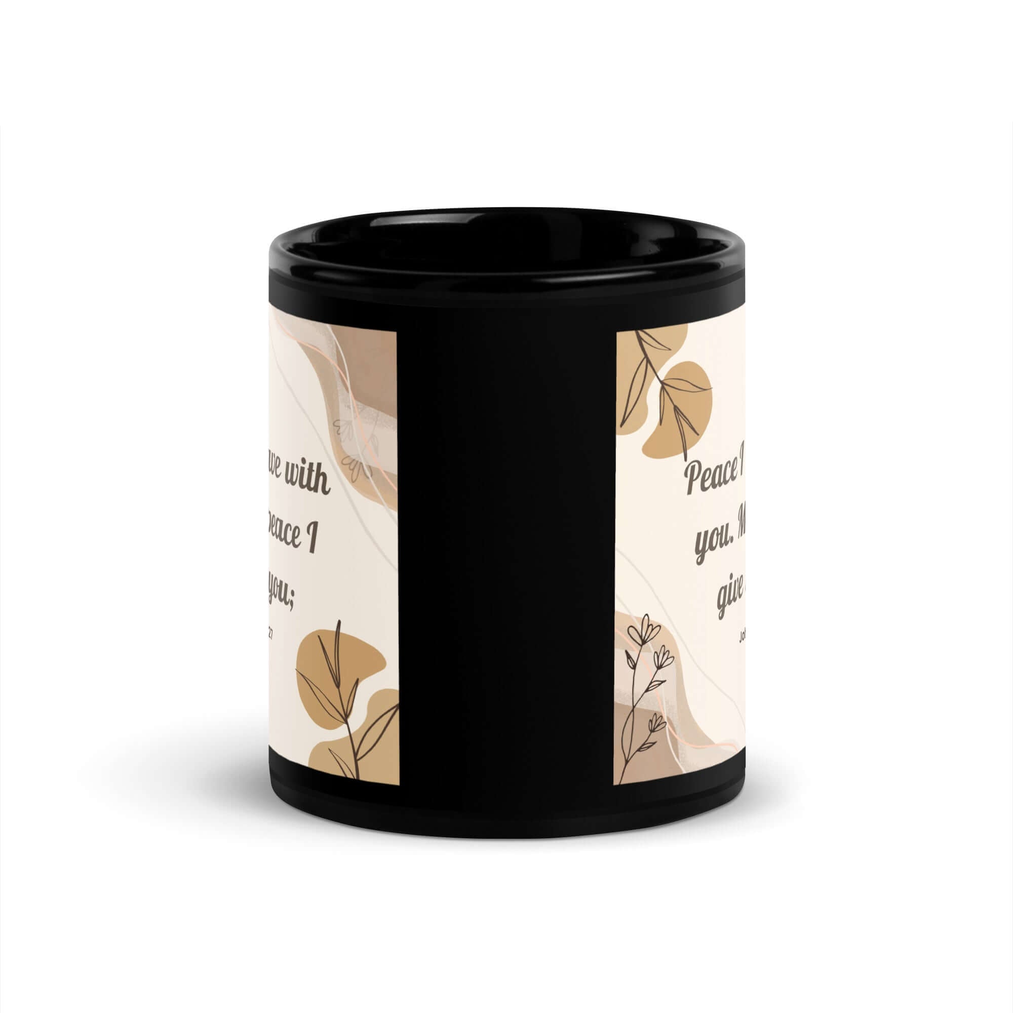 John 14:27 Bible Verse, Peace I Black Glossy Mug