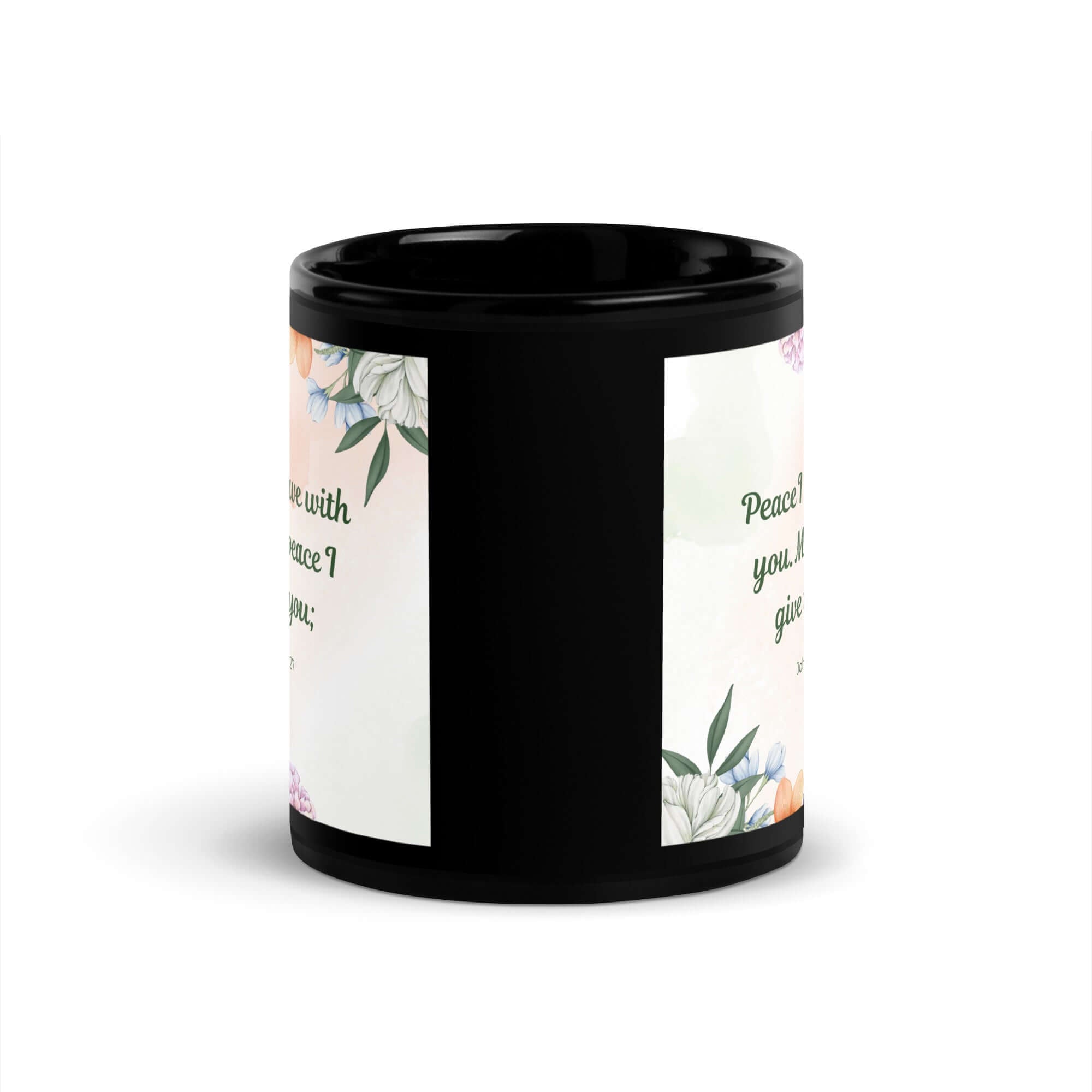 John 14:27 Bible Verse, with you Black Glossy Mug
