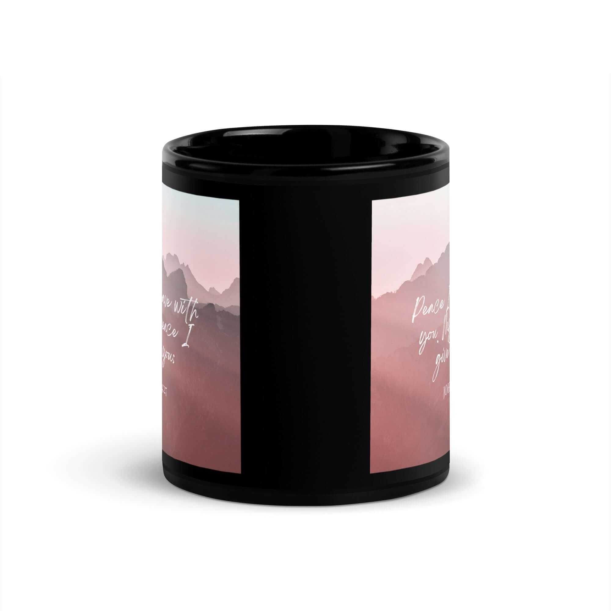 John 14:27 Bible Verse, I give you Black Glossy Mug
