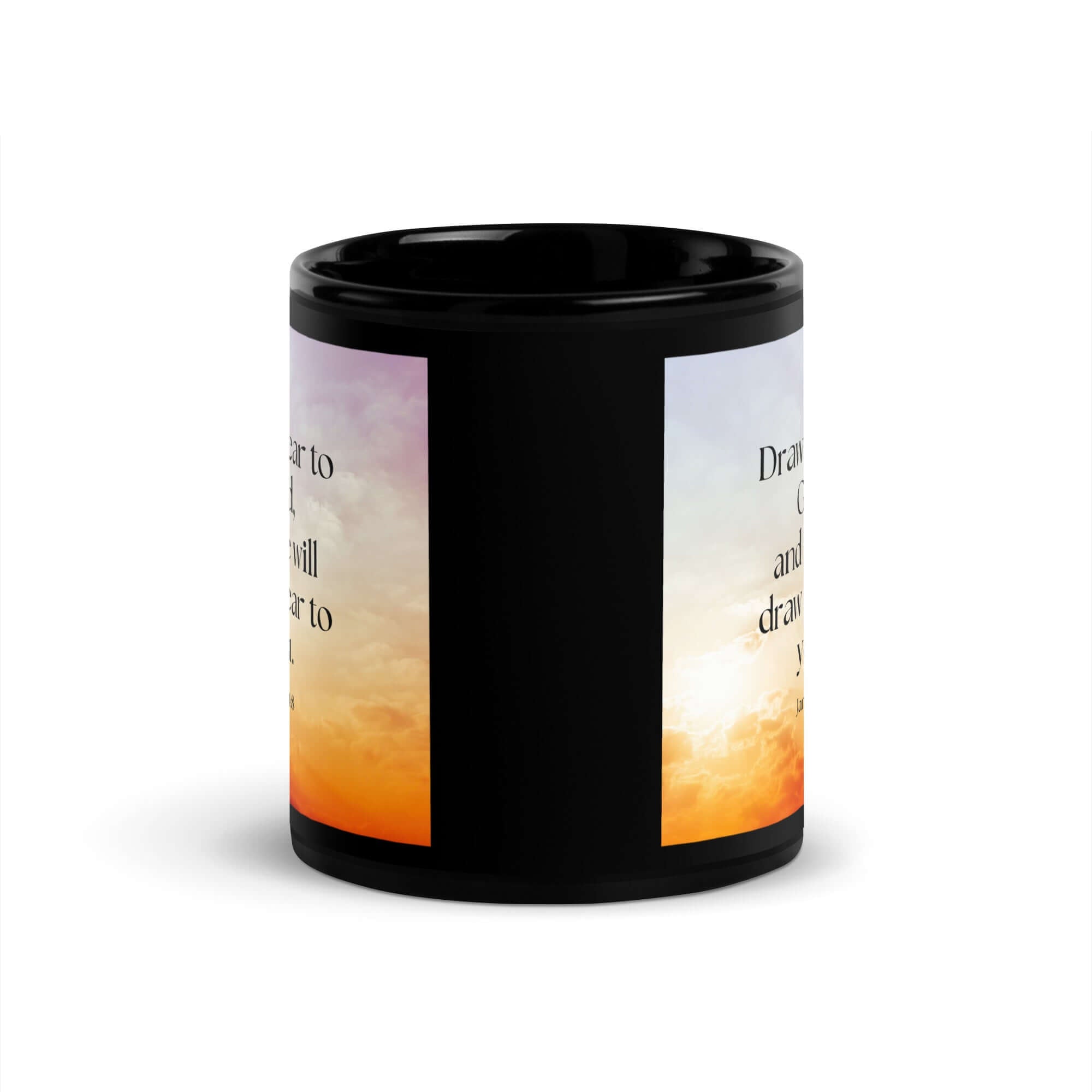 James 4:8 Bible Verse, he will draw Black Glossy Mug