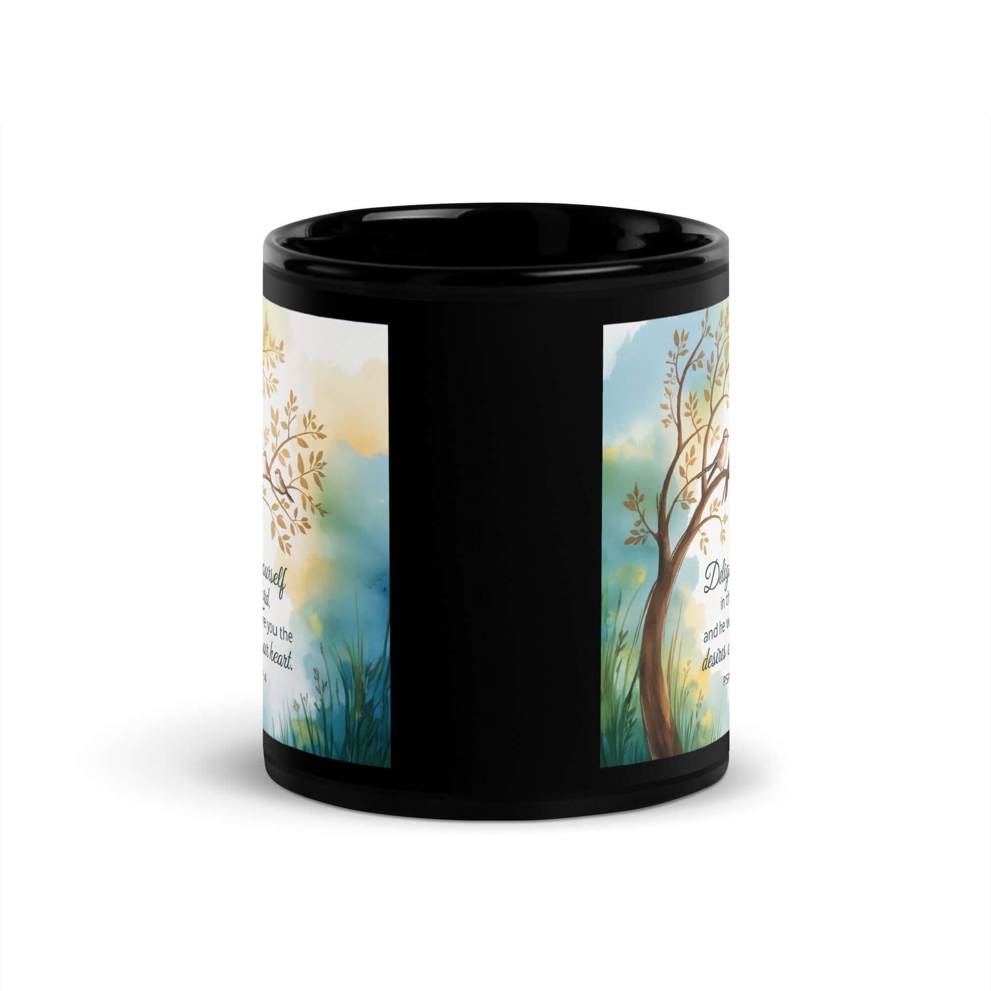 Psalm 37:4 Bible Verse, Yourself Black Glossy Mug