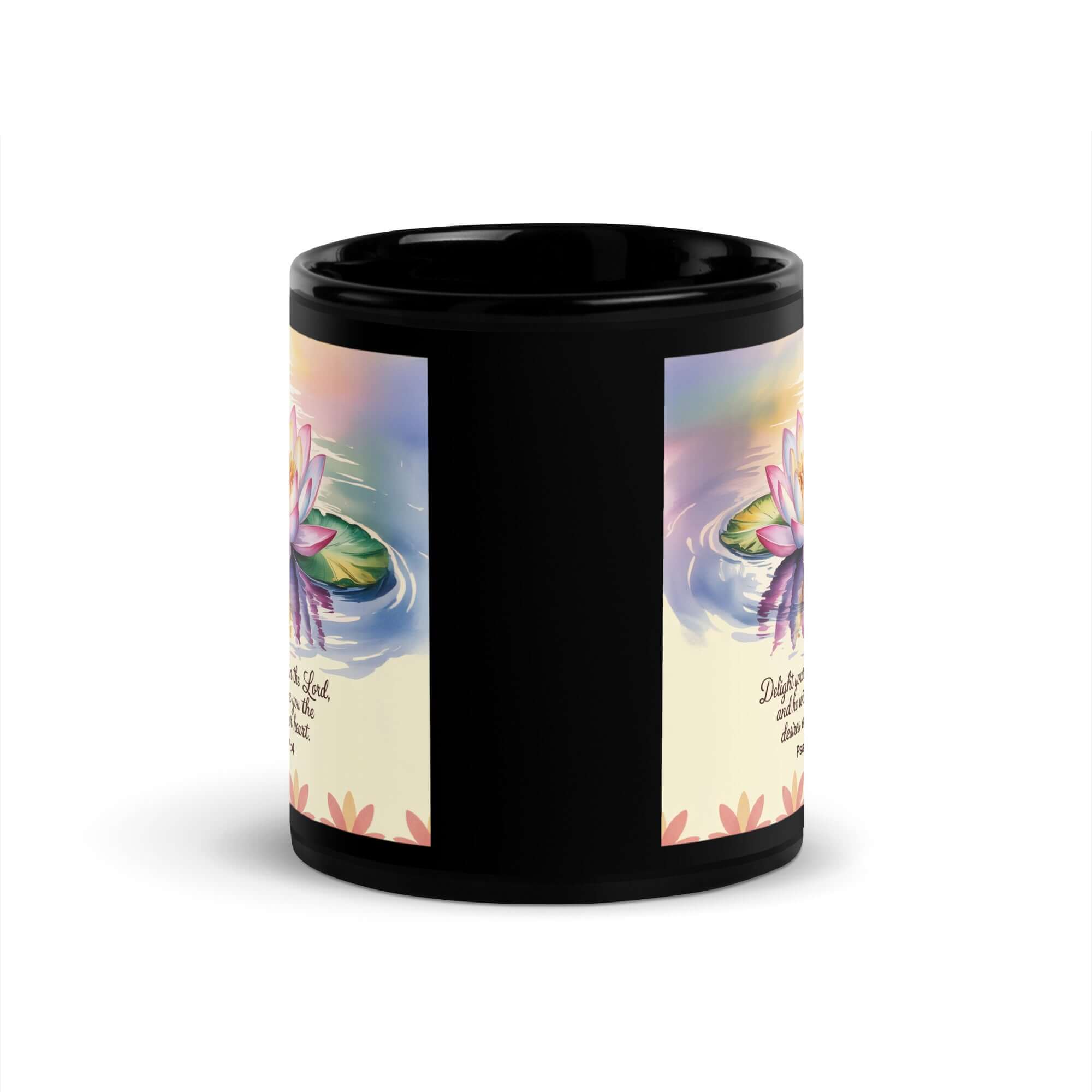 Psalm 37:4 Bible Verse, the Lord Black Glossy Mug