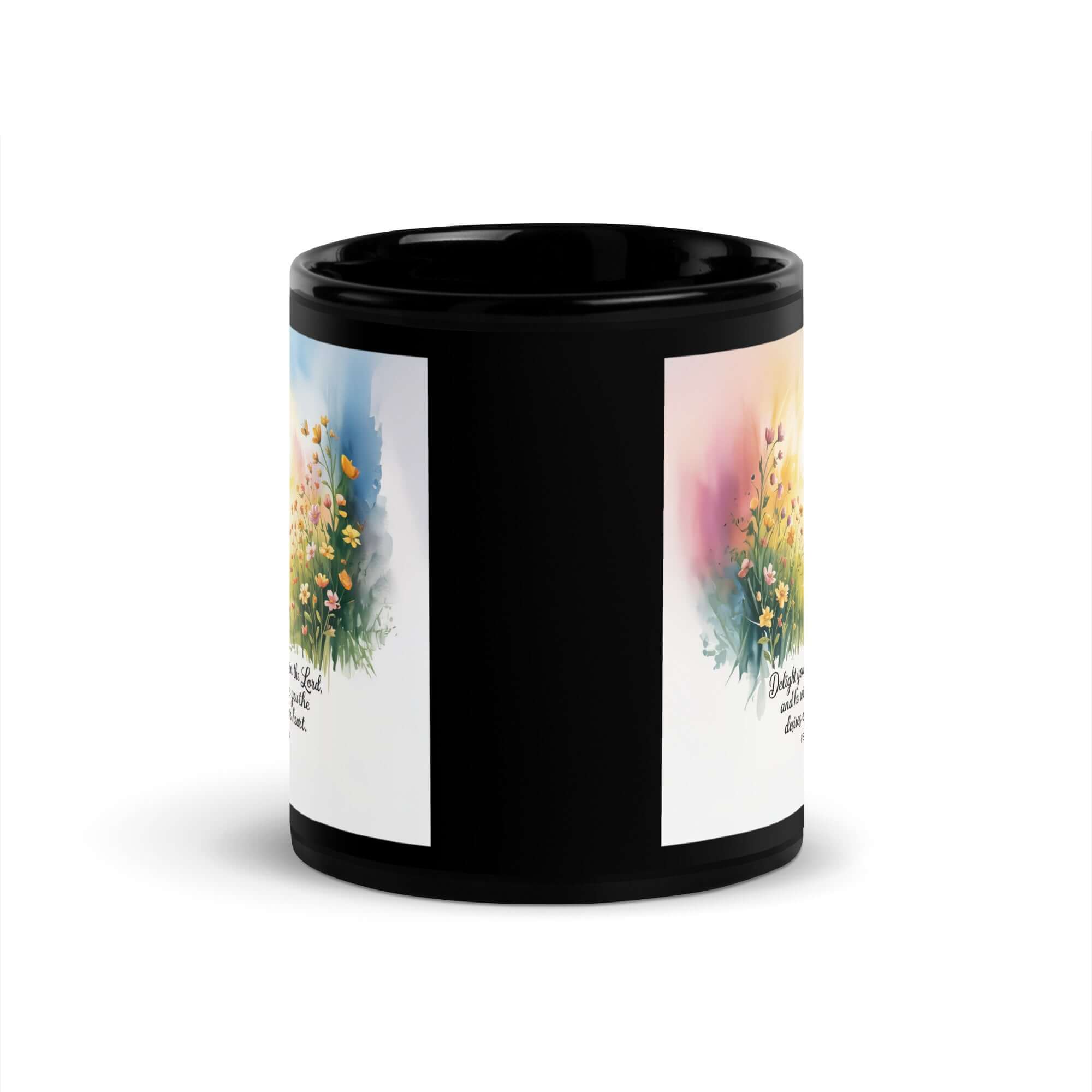 Psalm 37:4 Bible Verse, will give Black Glossy Mug