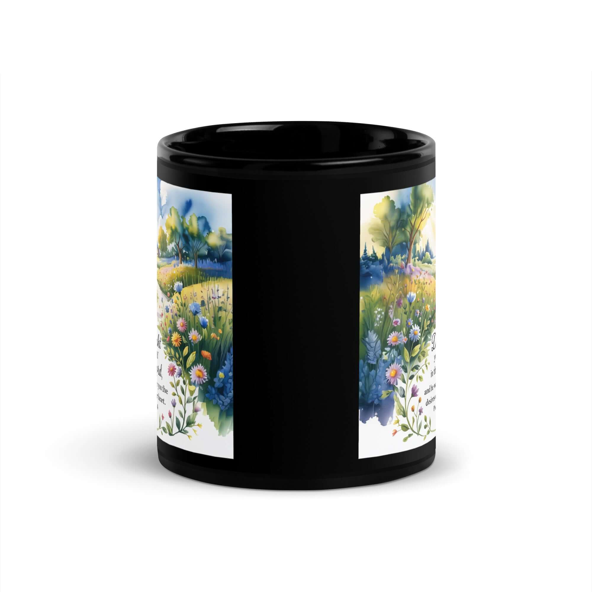 Psalm 37:4 Bible Verse, desires Black Glossy Mug