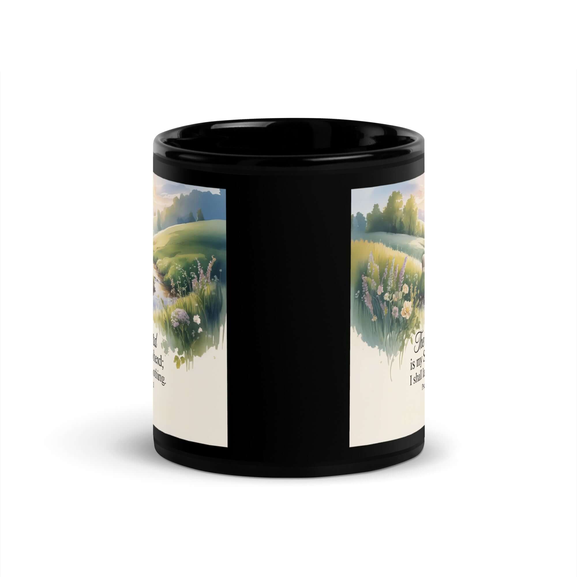 Psalm 23:1 Bible Verse, Lord Black Glossy Mug