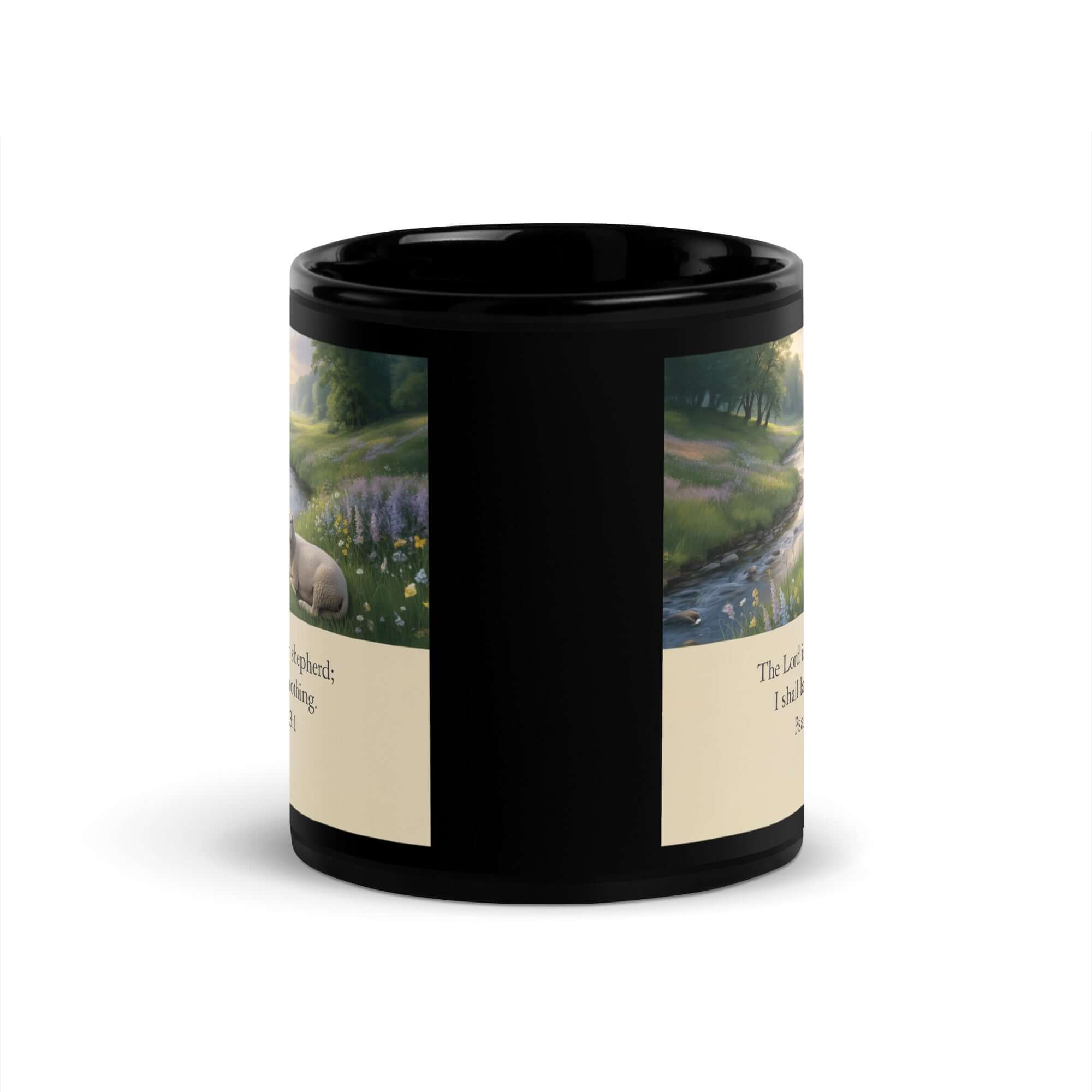Psalm 23:1 Bible Verse, I shall Black Glossy Mug