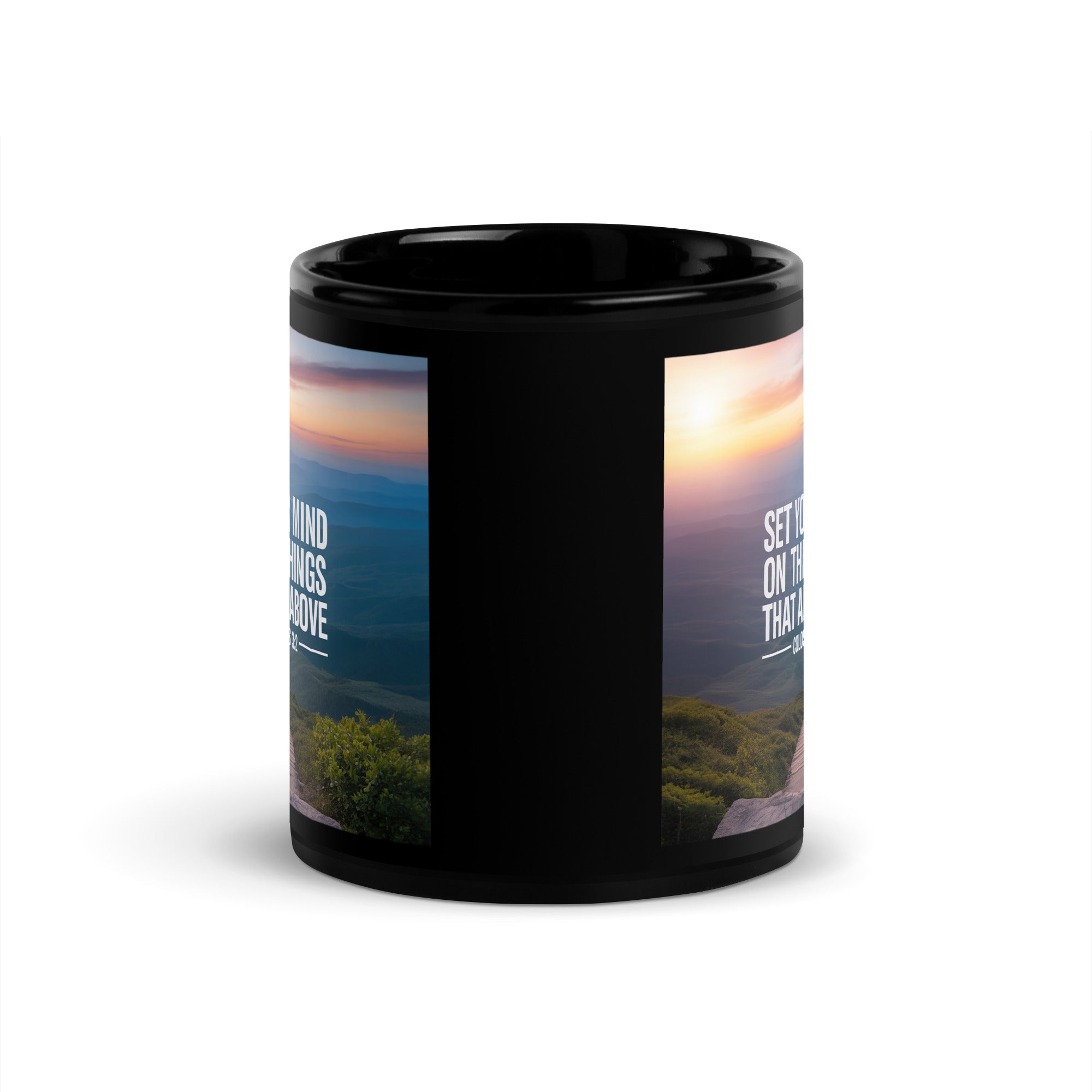 Colossians 3:2 Bible Verse your mind Black Glossy Mug