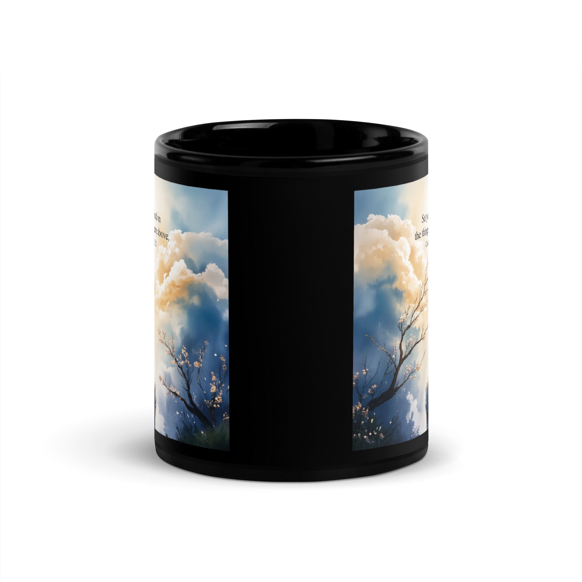 Colossians 3:2 Bible Verse the things Black Glossy Mug