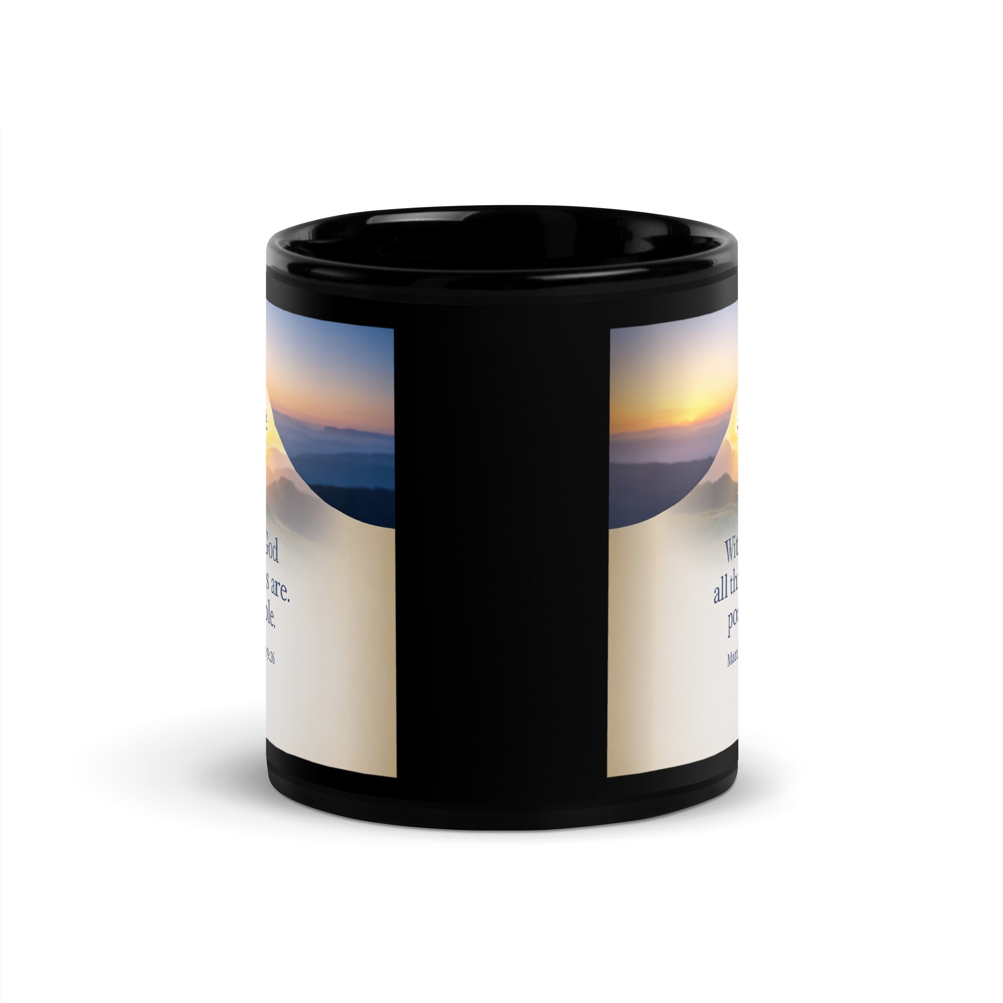 Matthew 19:26 Bible Verse at them Black Glossy Mug