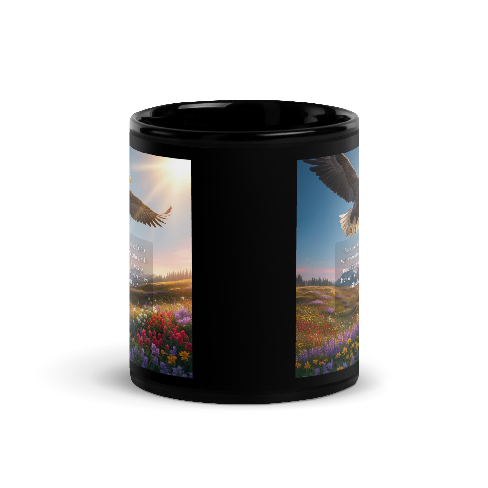 Isaiah 40:31 Bible Verse Who Wait Black Glossy Mug