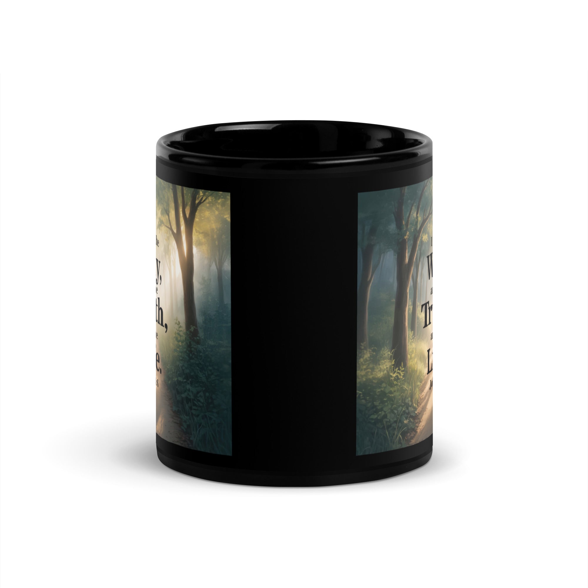 John 14:6 Bible Verse The Life Black Glossy Mug