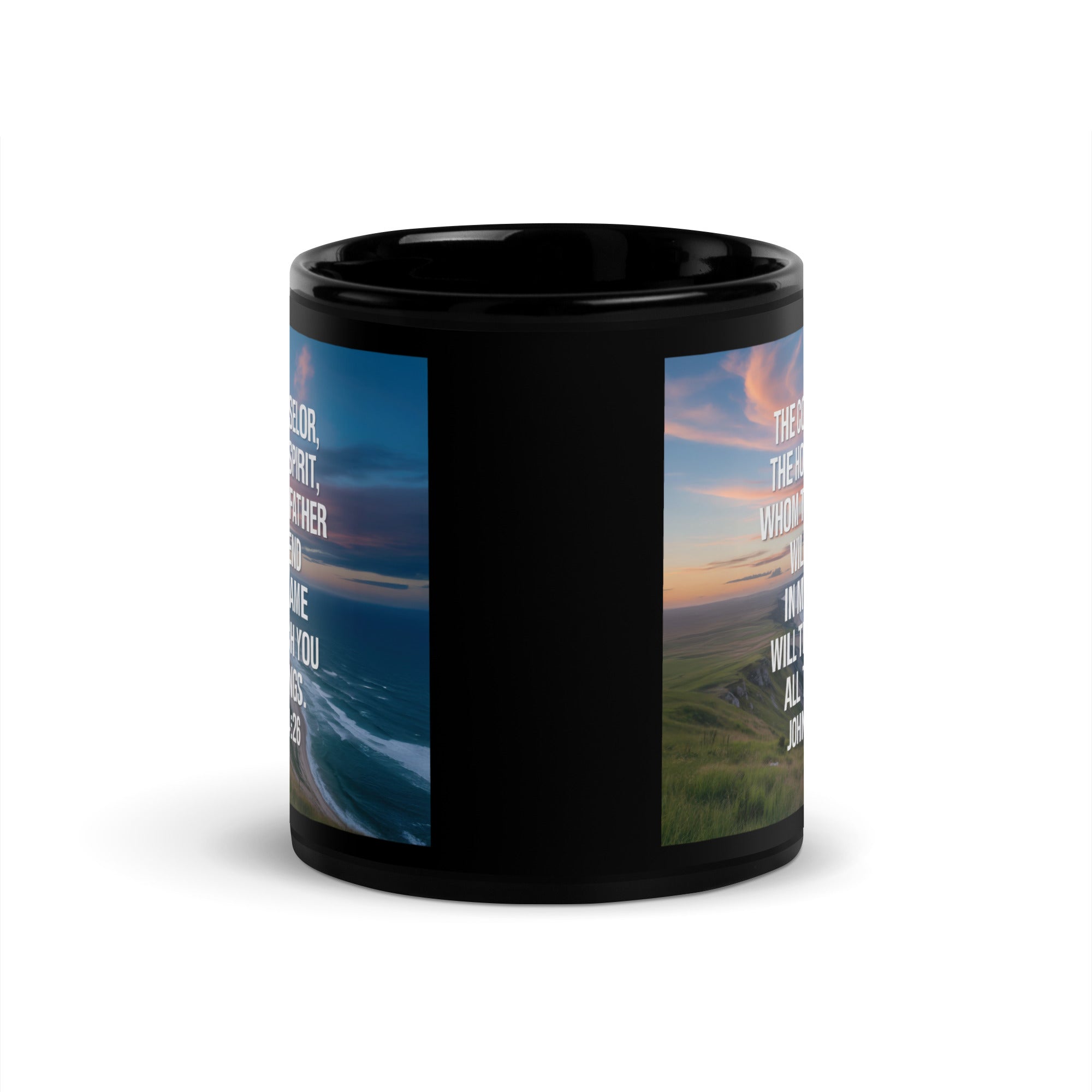 John 14:26 Bible Verse will teach Black Glossy Mug