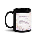 Isaiah 53:5 Bible Verse, by his wounds Black Glossy Mug 11 oz
