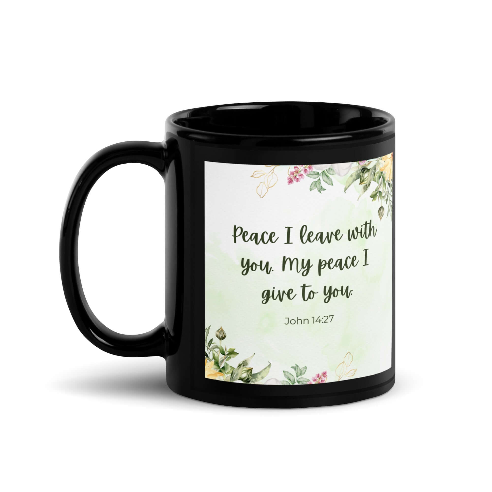 John 14:27 Bible Verse, My peace Black Glossy Mug 11 oz
