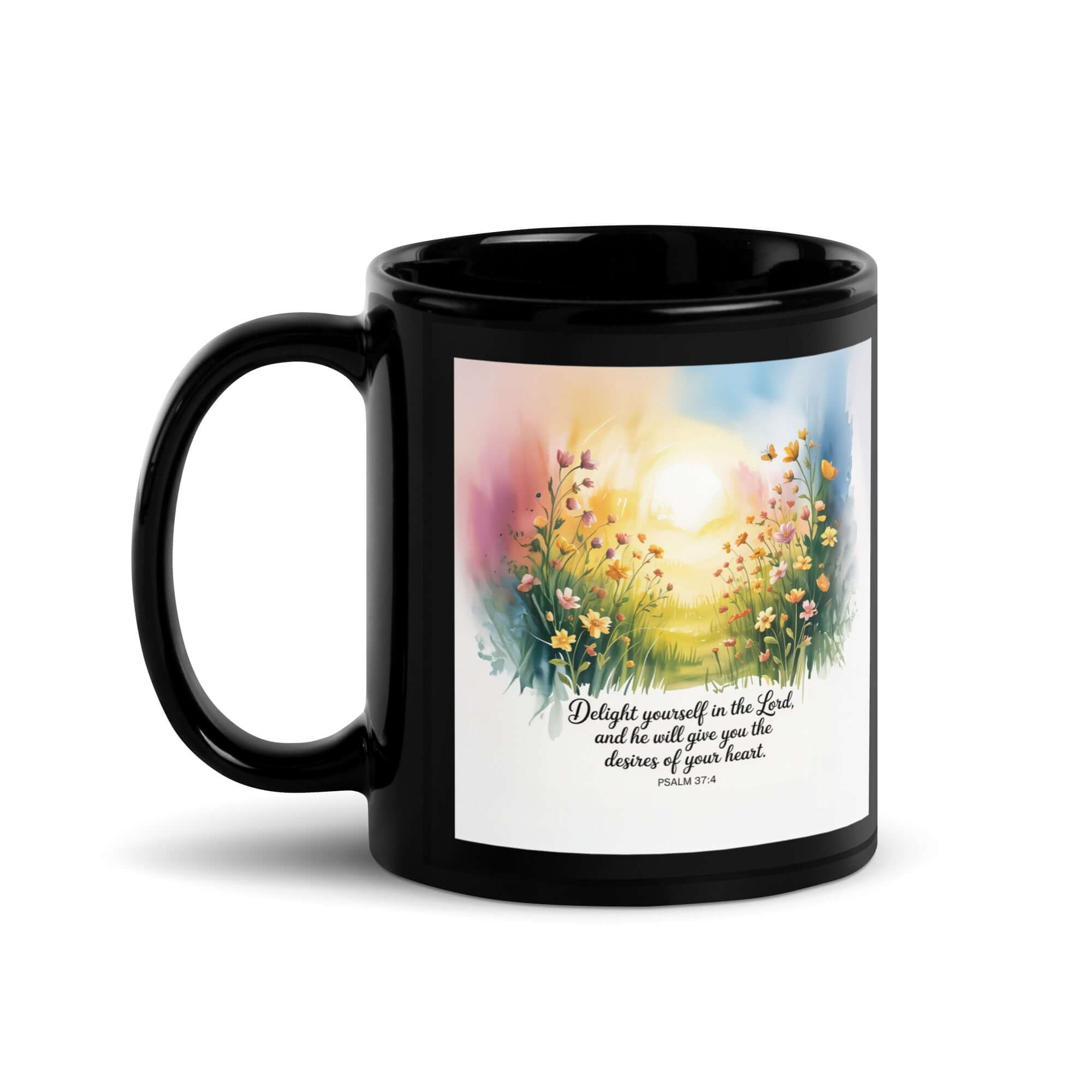 Psalm 37:4 Bible Verse, will give Black Glossy Mug 11 oz