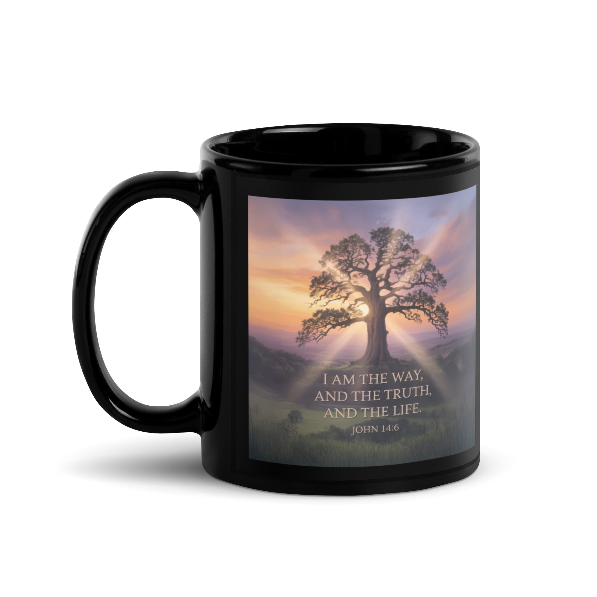 John 14:6 Bible Verse Jesus said Black Glossy Mug 11 oz