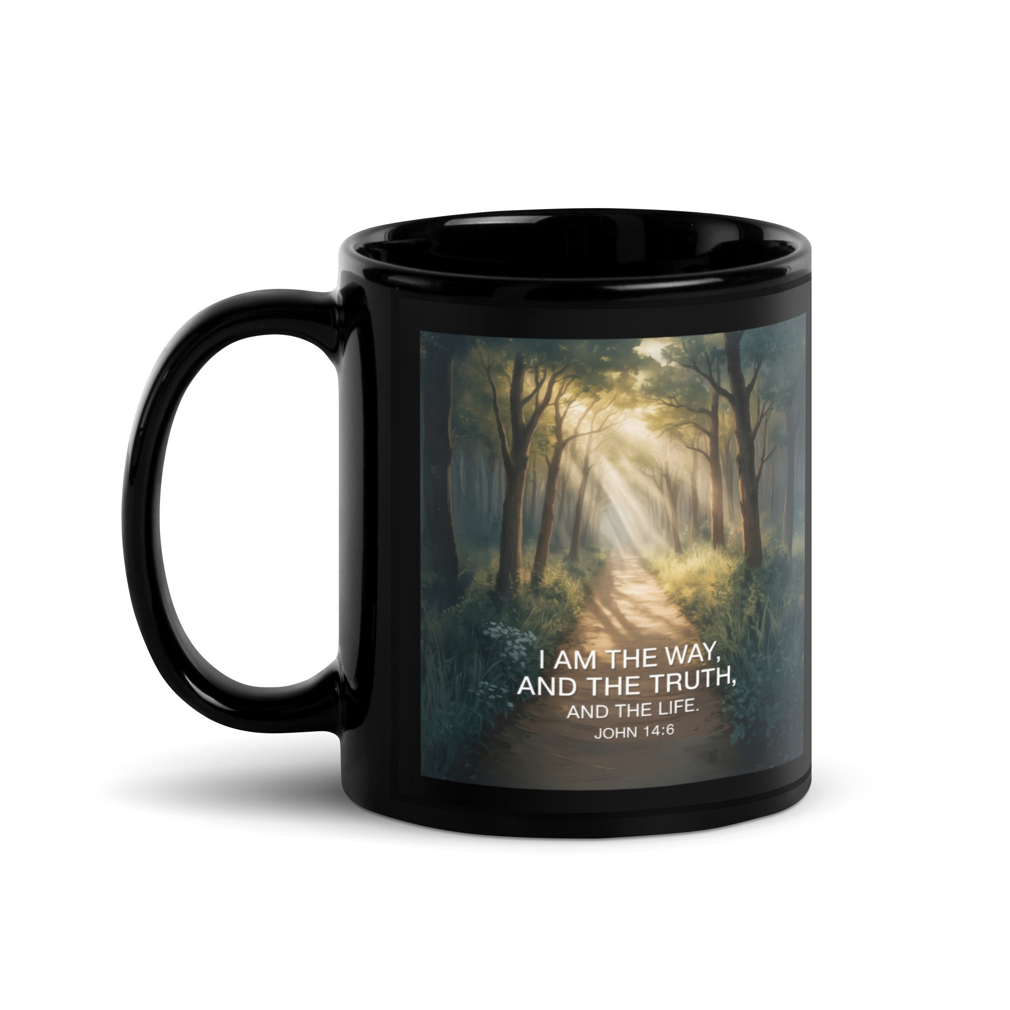 John 14:6 Bible Verse I Am Black Glossy Mug 11 oz