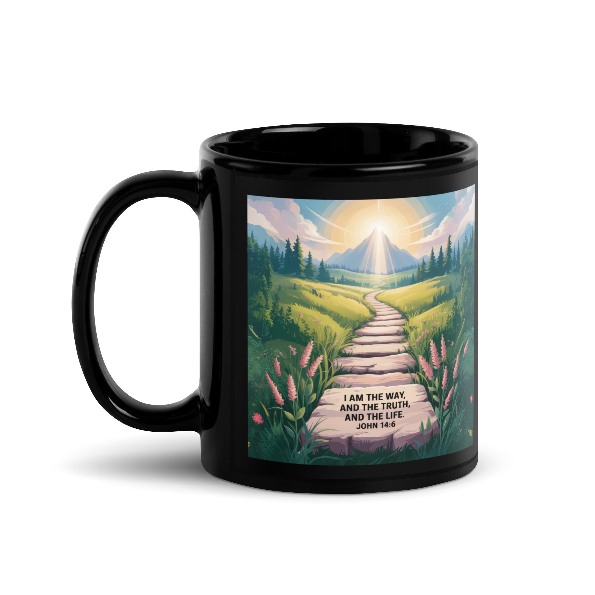 John 14:6 Bible Verse The Truth Black Glossy Mug 11 oz