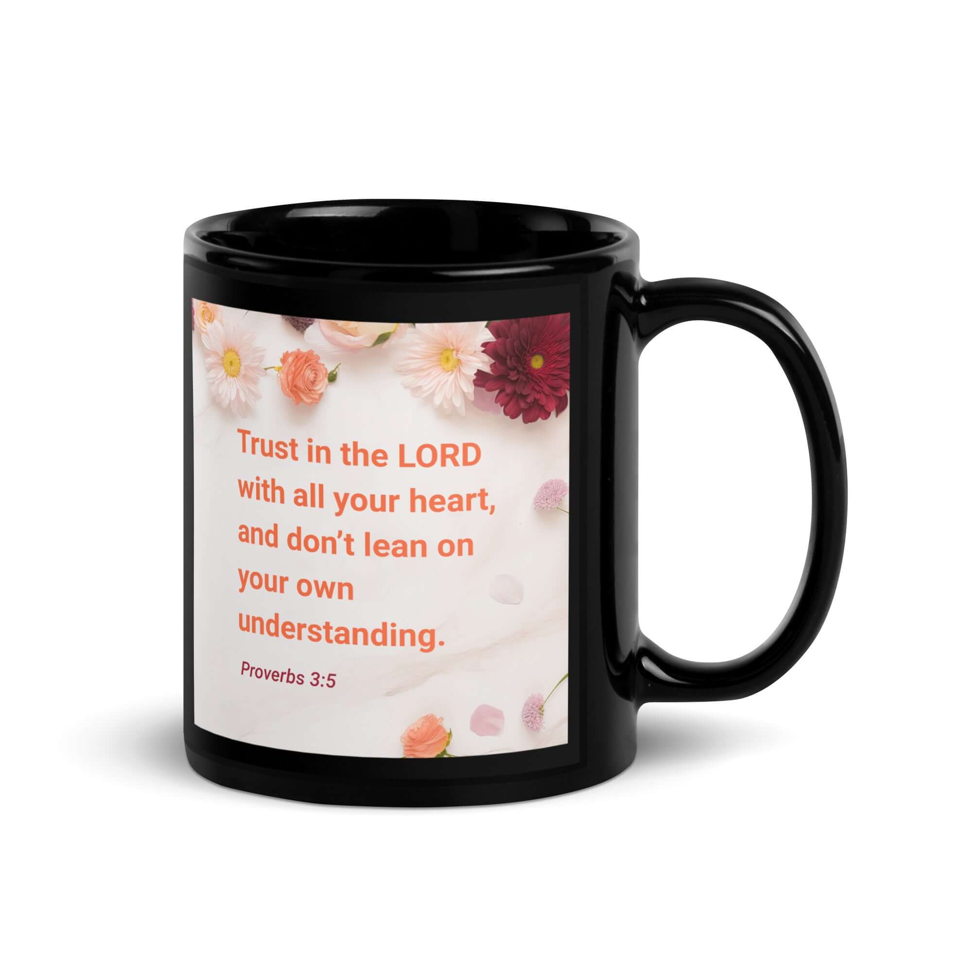Proverbs 3:5 Bible Verse, Trust in the LORD Black Glossy Mug