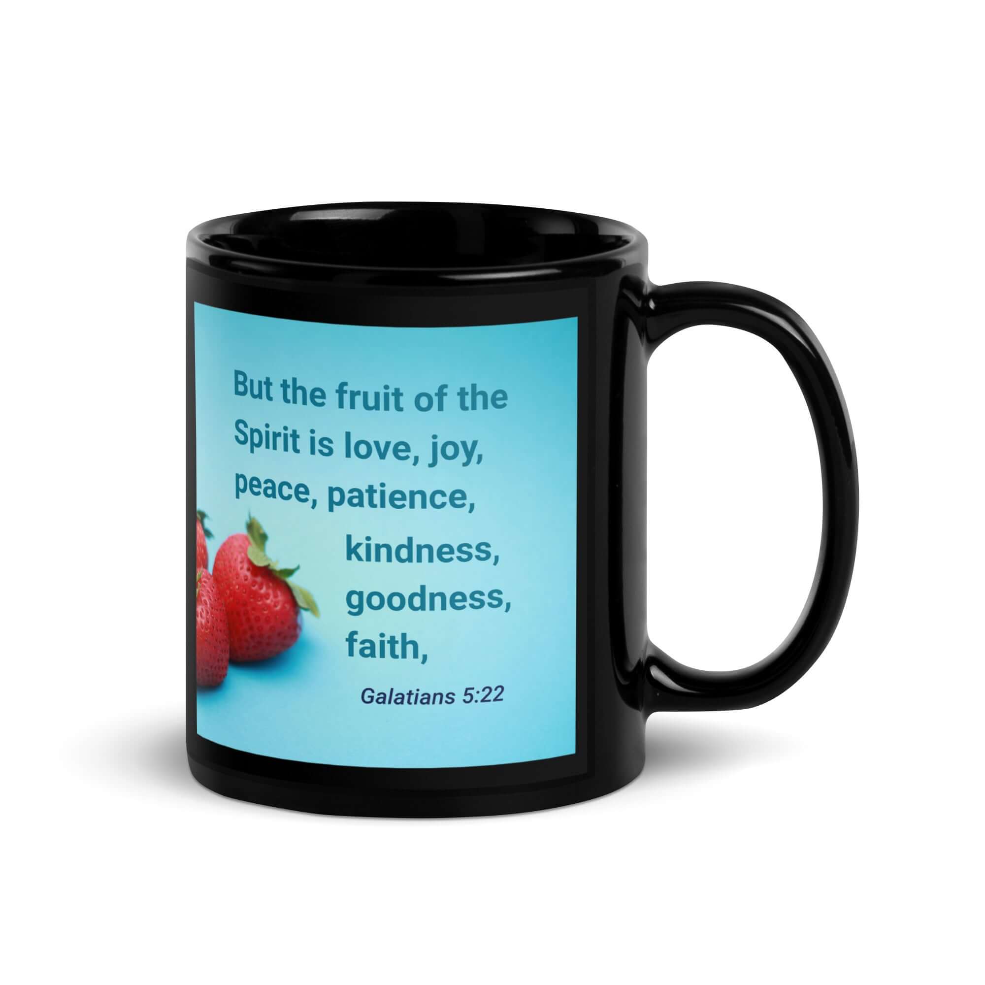 Galatians 5:22 Bible Verse, fruit of the Spirit Black Glossy Mug