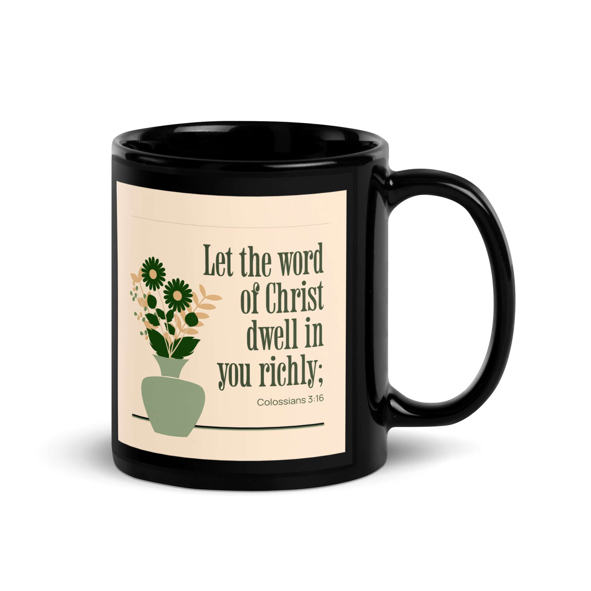 Colossians 3:16 Bible Verse, word of Christ Black Glossy Mug