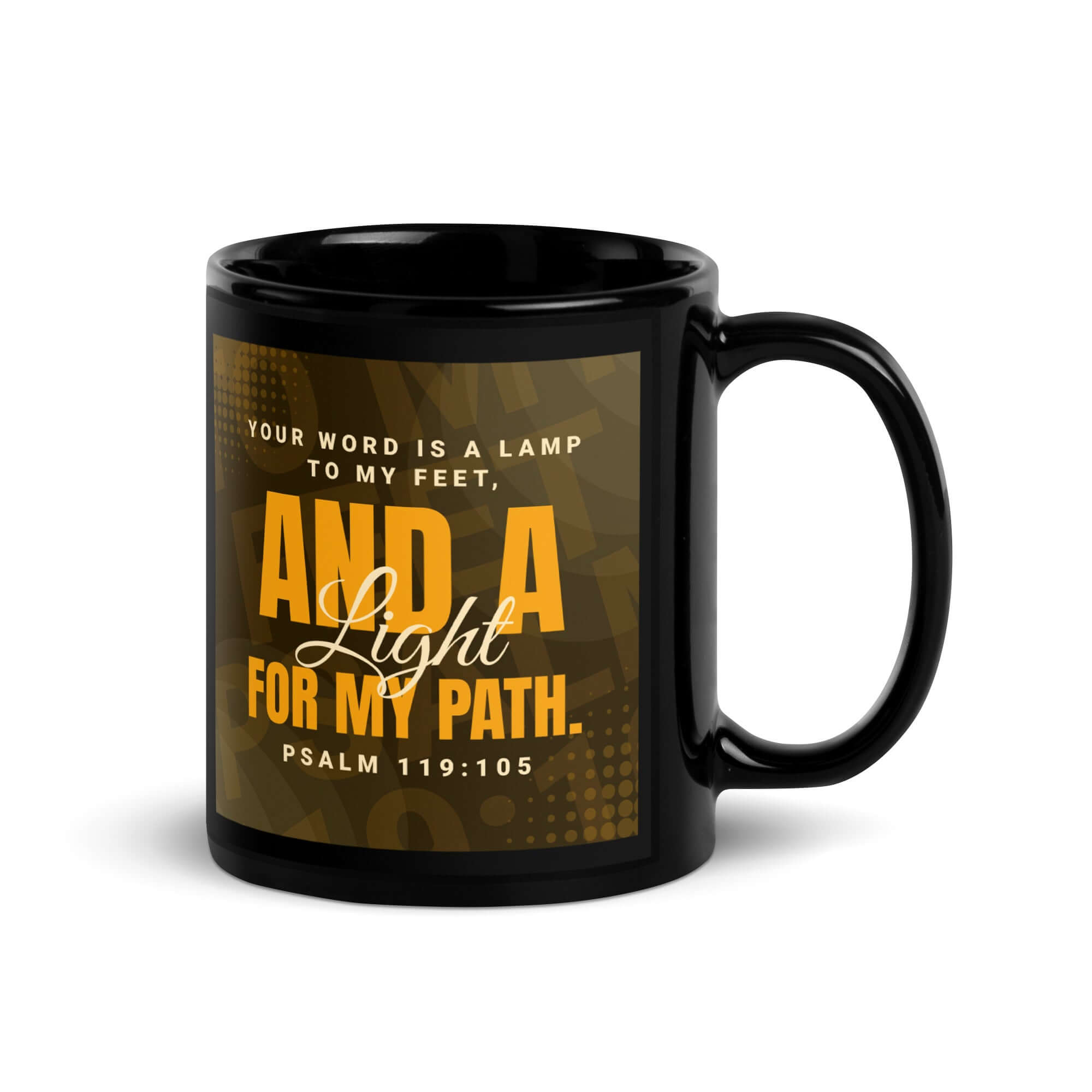 Psalm 119:105 Bible Verse, lamp to my feet Black Glossy Mug