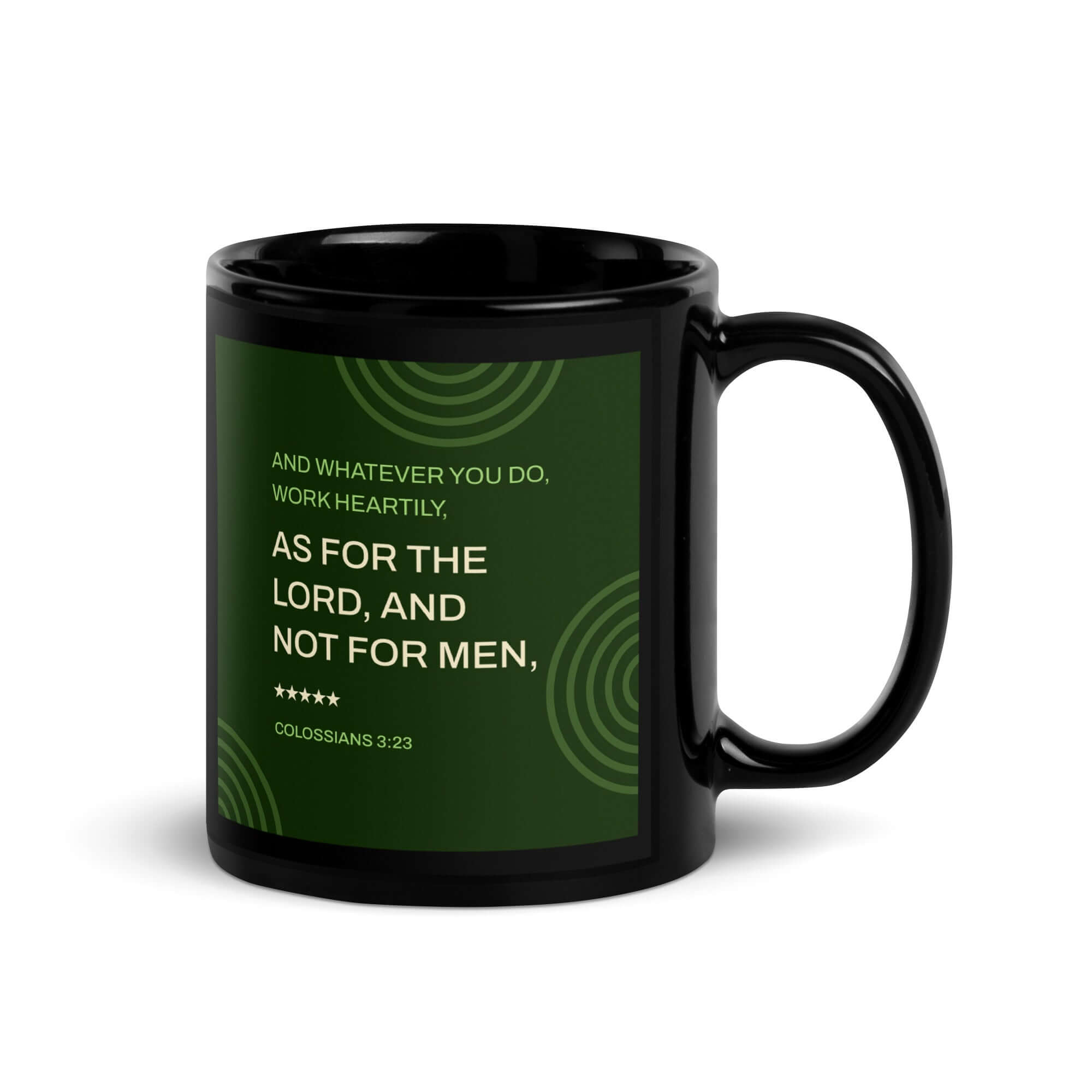 Colossians 3:23 Bible Verse, not for men Black Glossy Mug