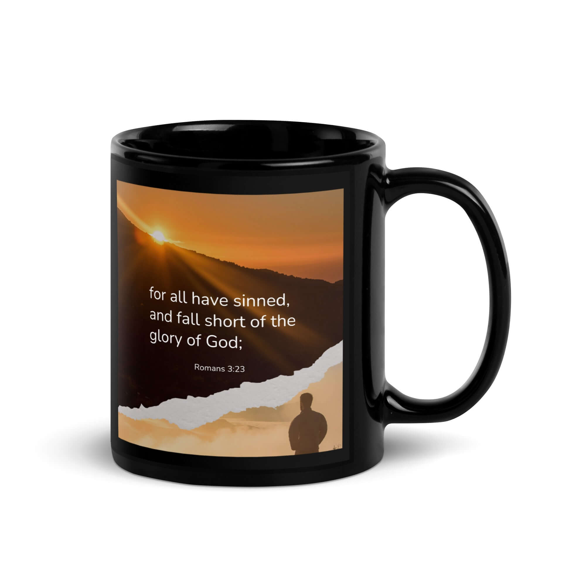 Romans 3:23 Bible Verse, of God Black Glossy Mug