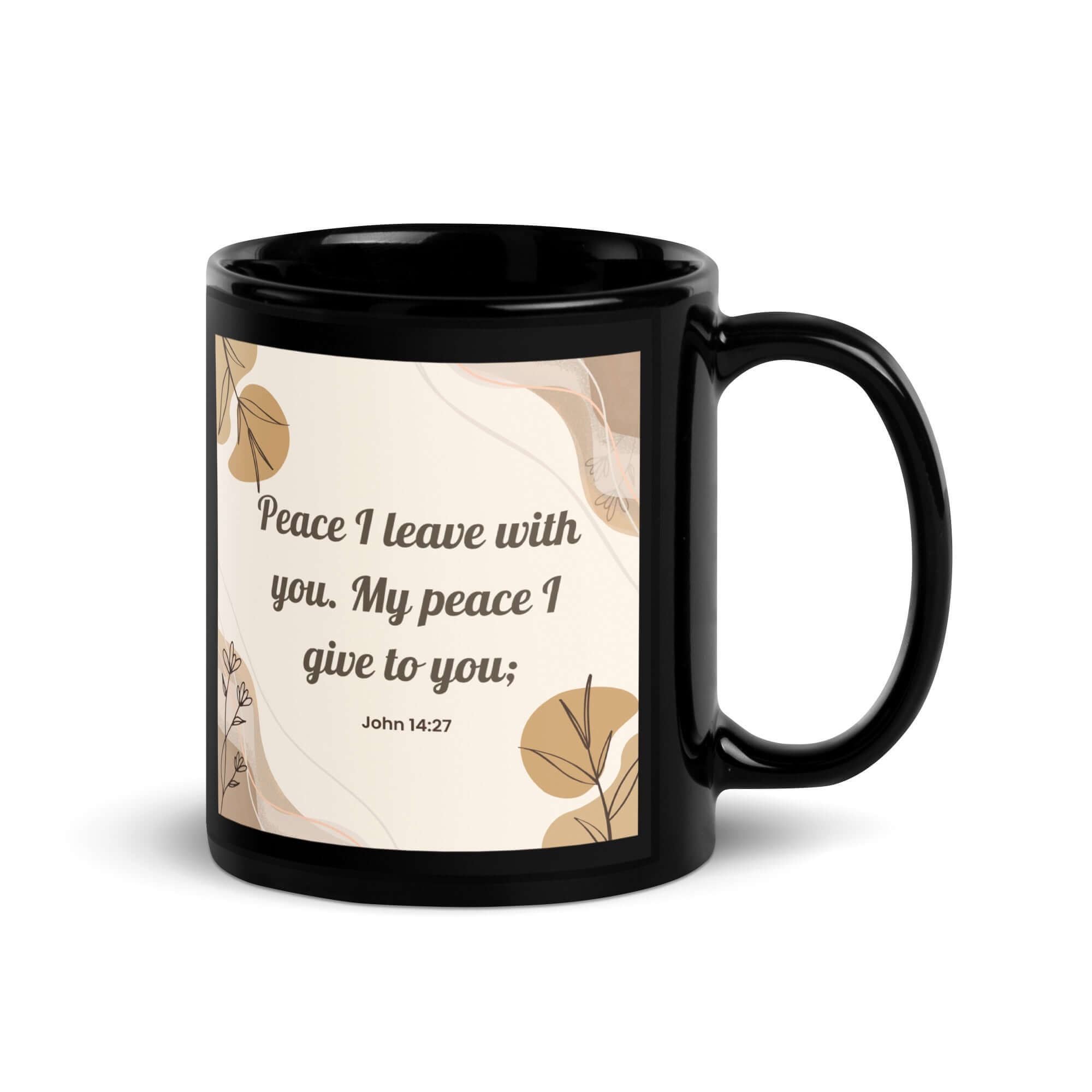 John 14:27 Bible Verse, Peace I Black Glossy Mug