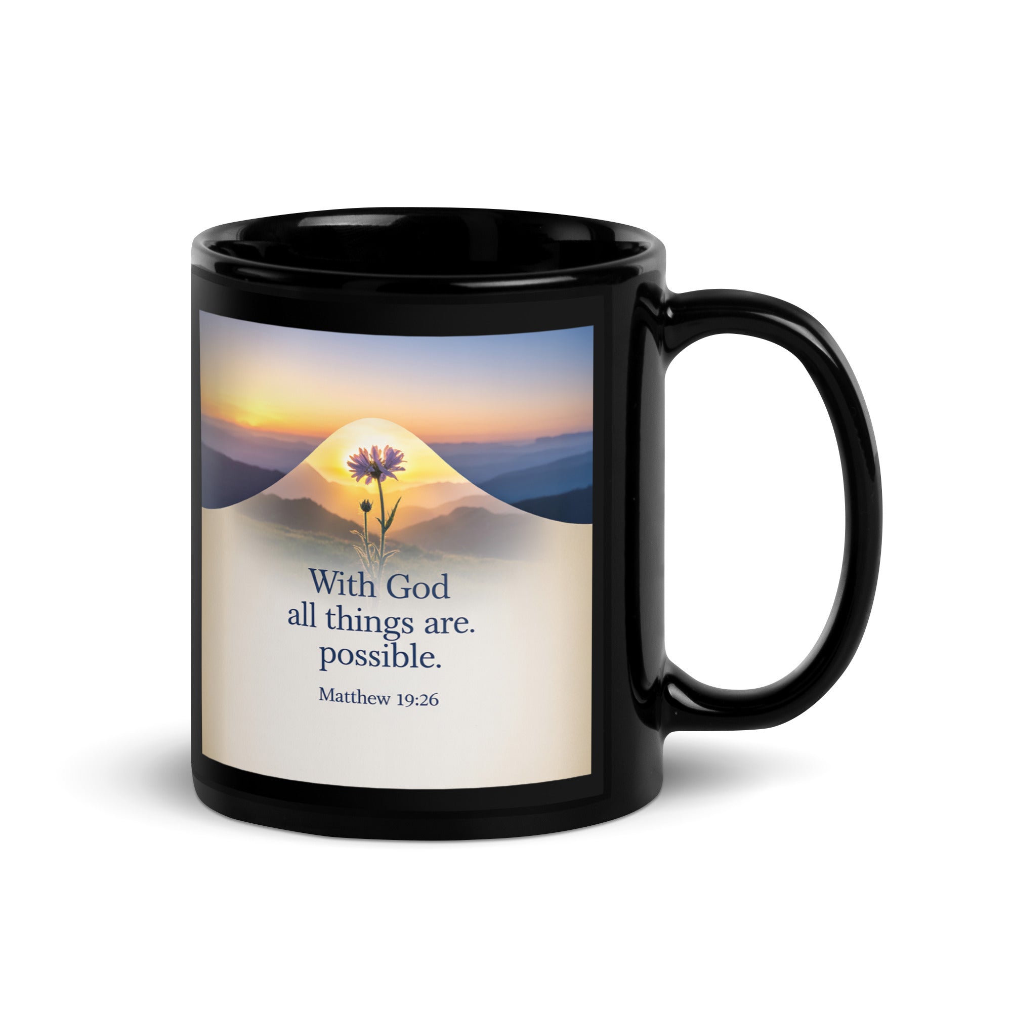 Matthew 19:26 Bible Verse at them Black Glossy Mug