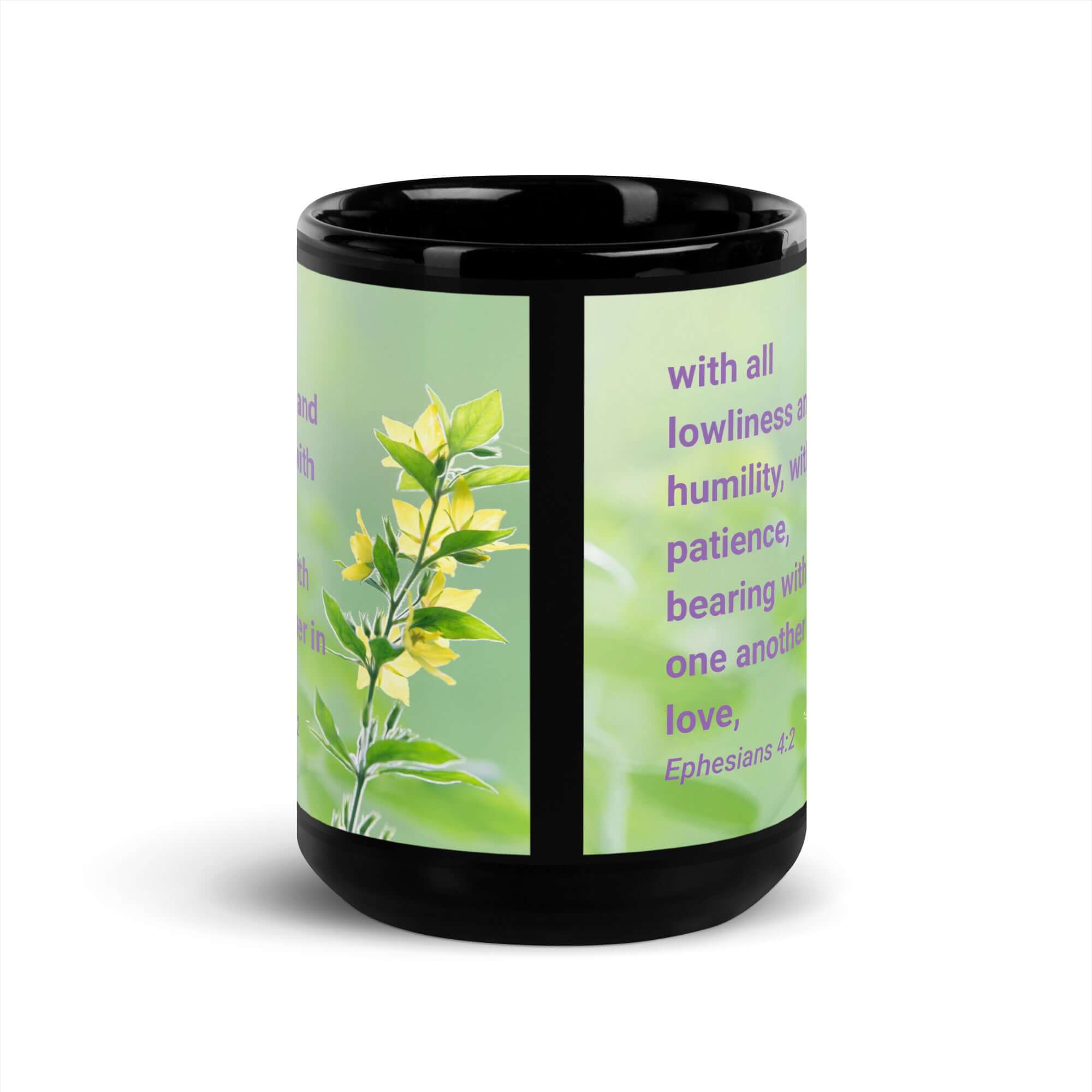 Ephesians 4:2 Bible Verse, one another in love Black Glossy Mug