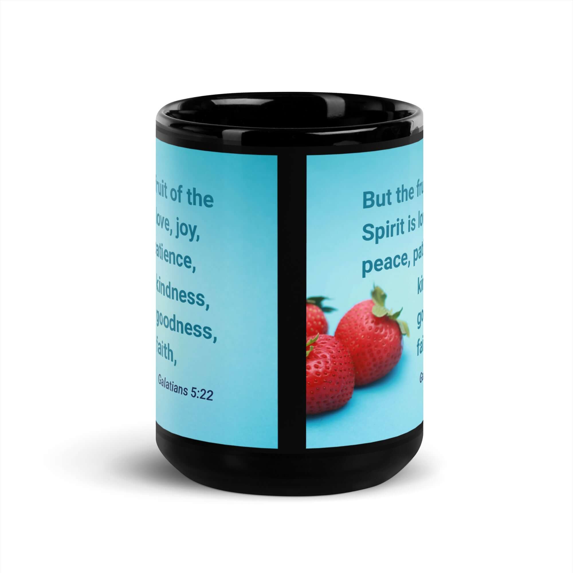 Galatians 5:22 Bible Verse, fruit of the Spirit Black Glossy Mug