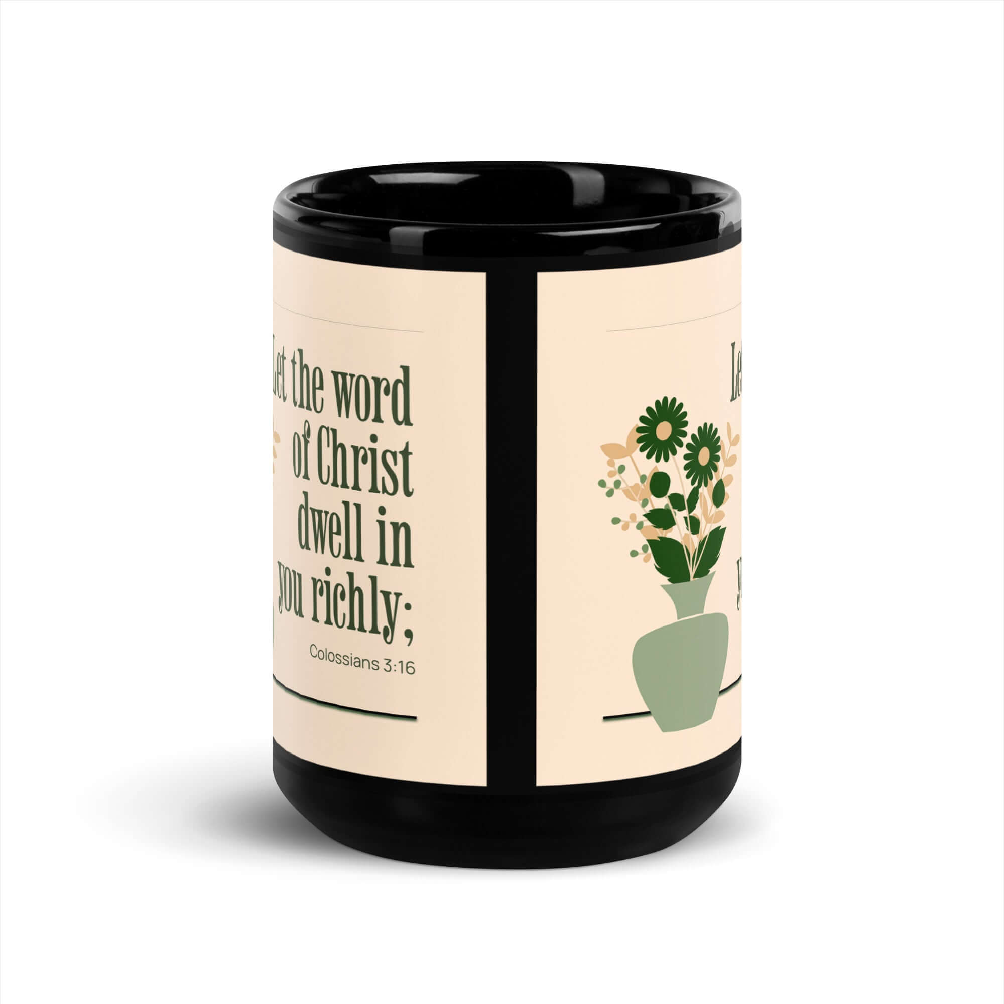 Colossians 3:16 Bible Verse, word of Christ Black Glossy Mug