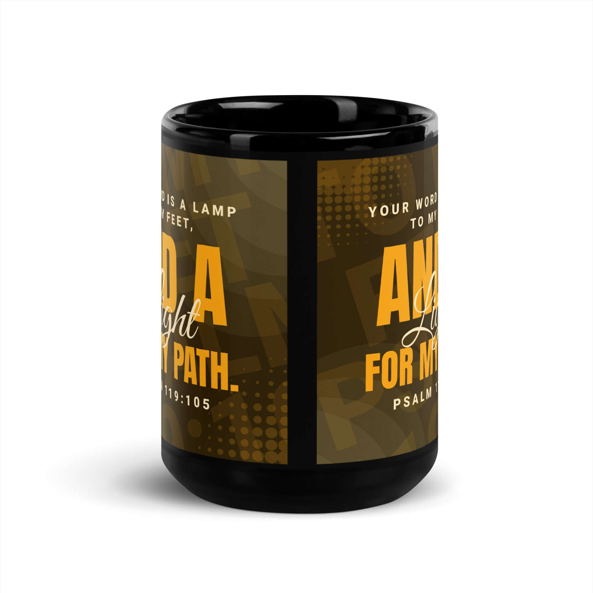Psalm 119:105 Bible Verse, lamp to my feet Black Glossy Mug