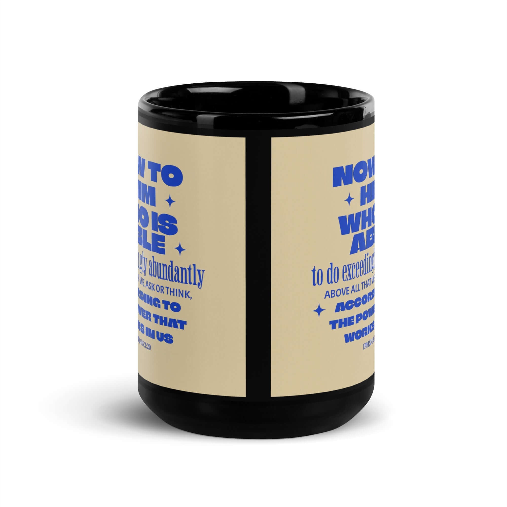 Ephesians 3:20 Bible Verse, power in us Black Glossy Mug